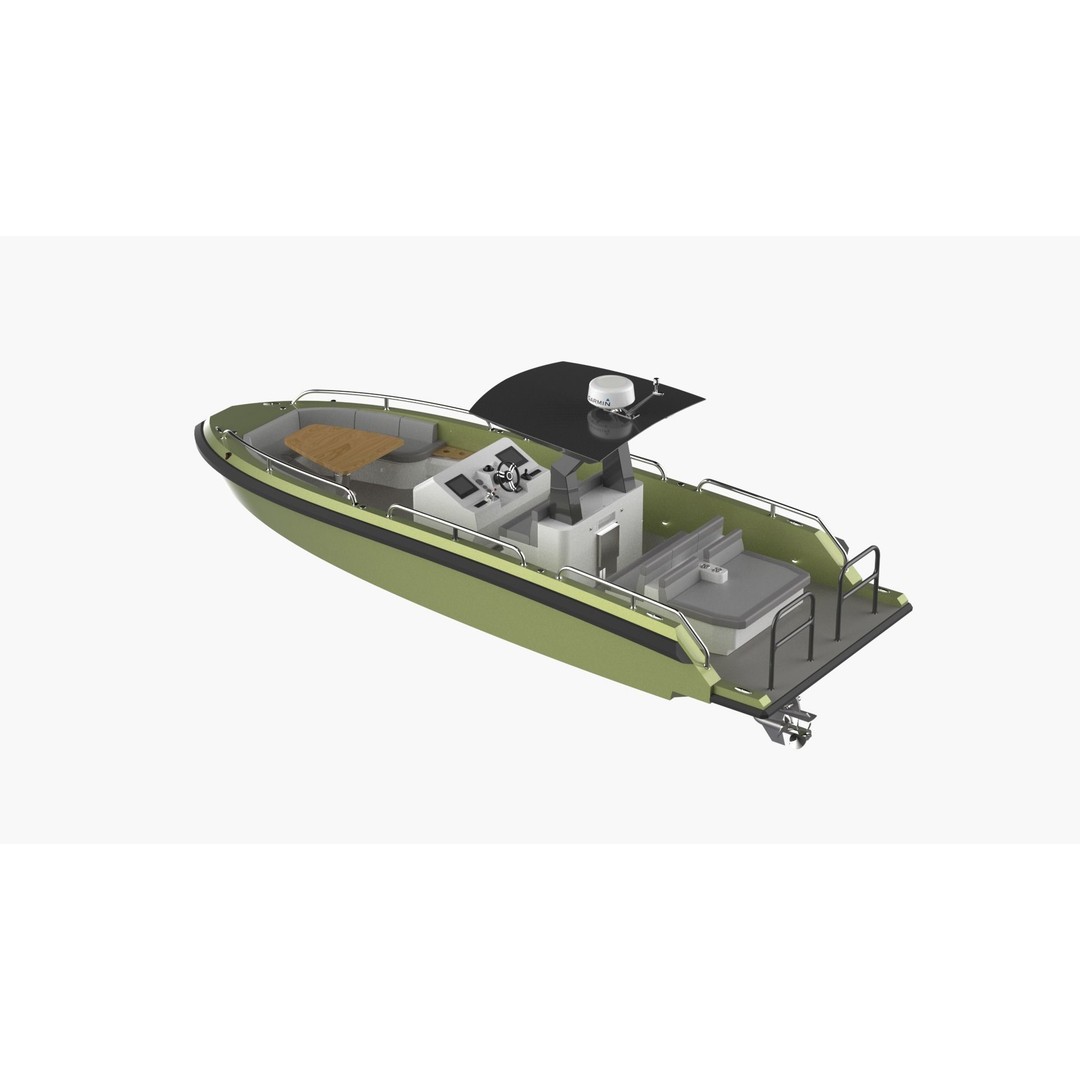 8 Meter Yacht Tender Runabout 3D Model – High Poly, PBR, VR Ready - View 3