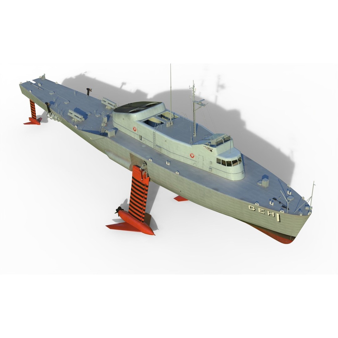 USS Plainview AGEH Hydrofoil Ship 3D Model – PBR Game Ready, FBX, OBJ - View 10