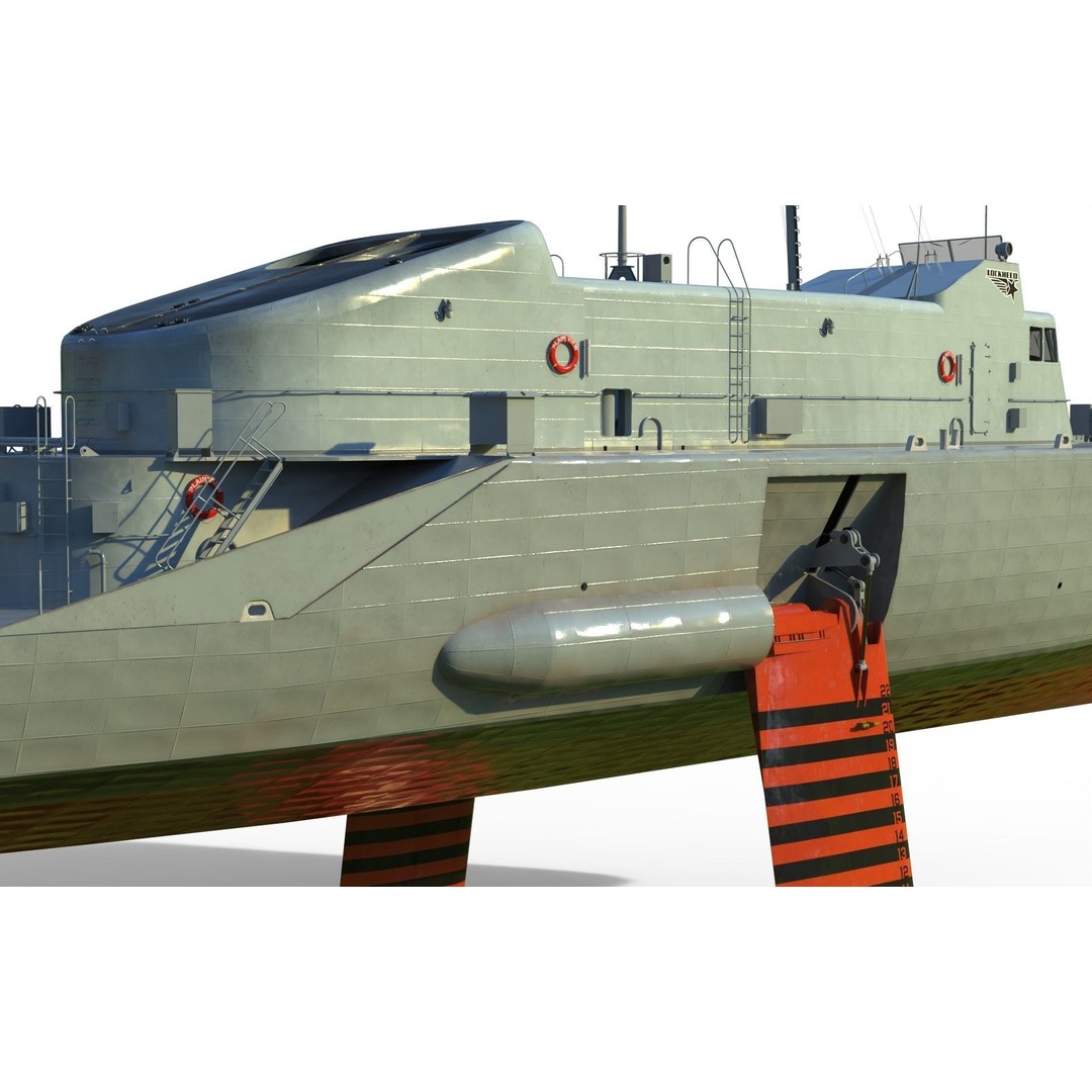 USS Plainview AGEH Hydrofoil Ship 3D Model – PBR Game Ready, FBX, OBJ - View 11