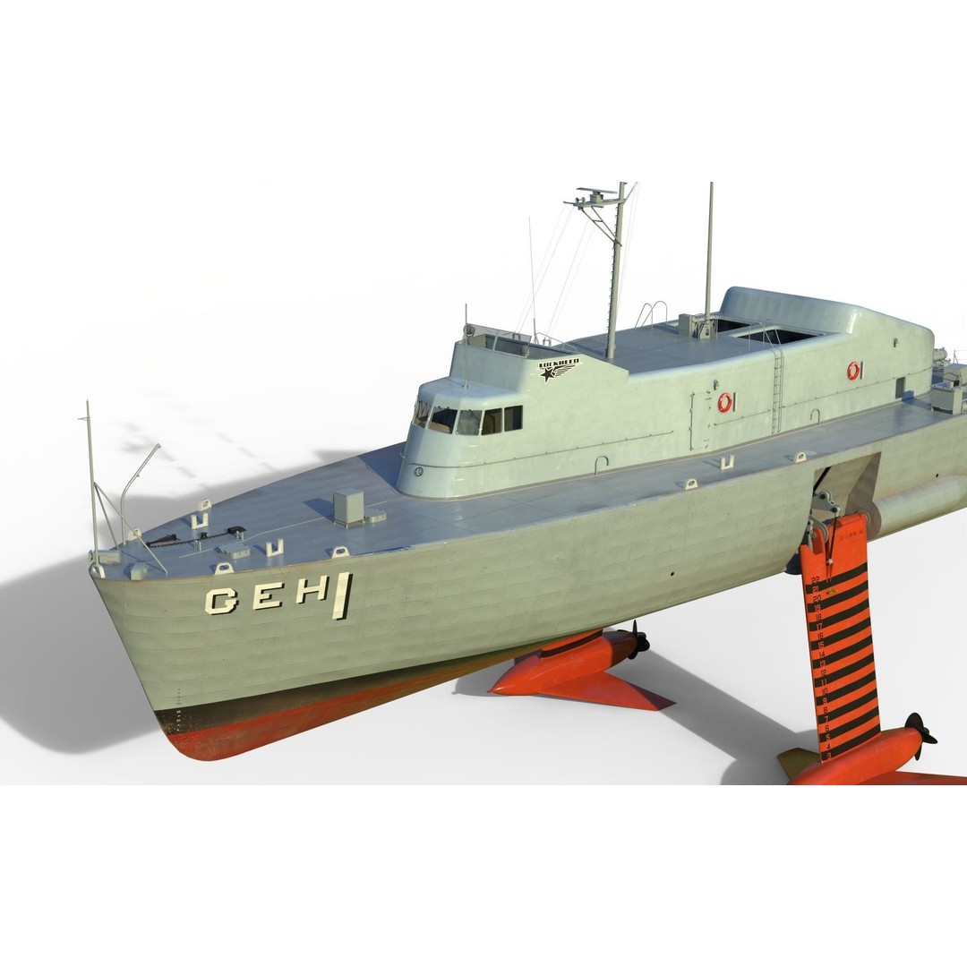 USS Plainview AGEH Hydrofoil Ship 3D Model – PBR Game Ready, FBX, OBJ - View 12