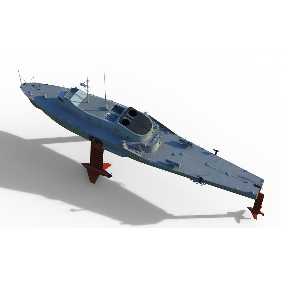 USS Plainview AGEH Hydrofoil Ship 3D Model – PBR Game Ready, FBX, OBJ - View 15