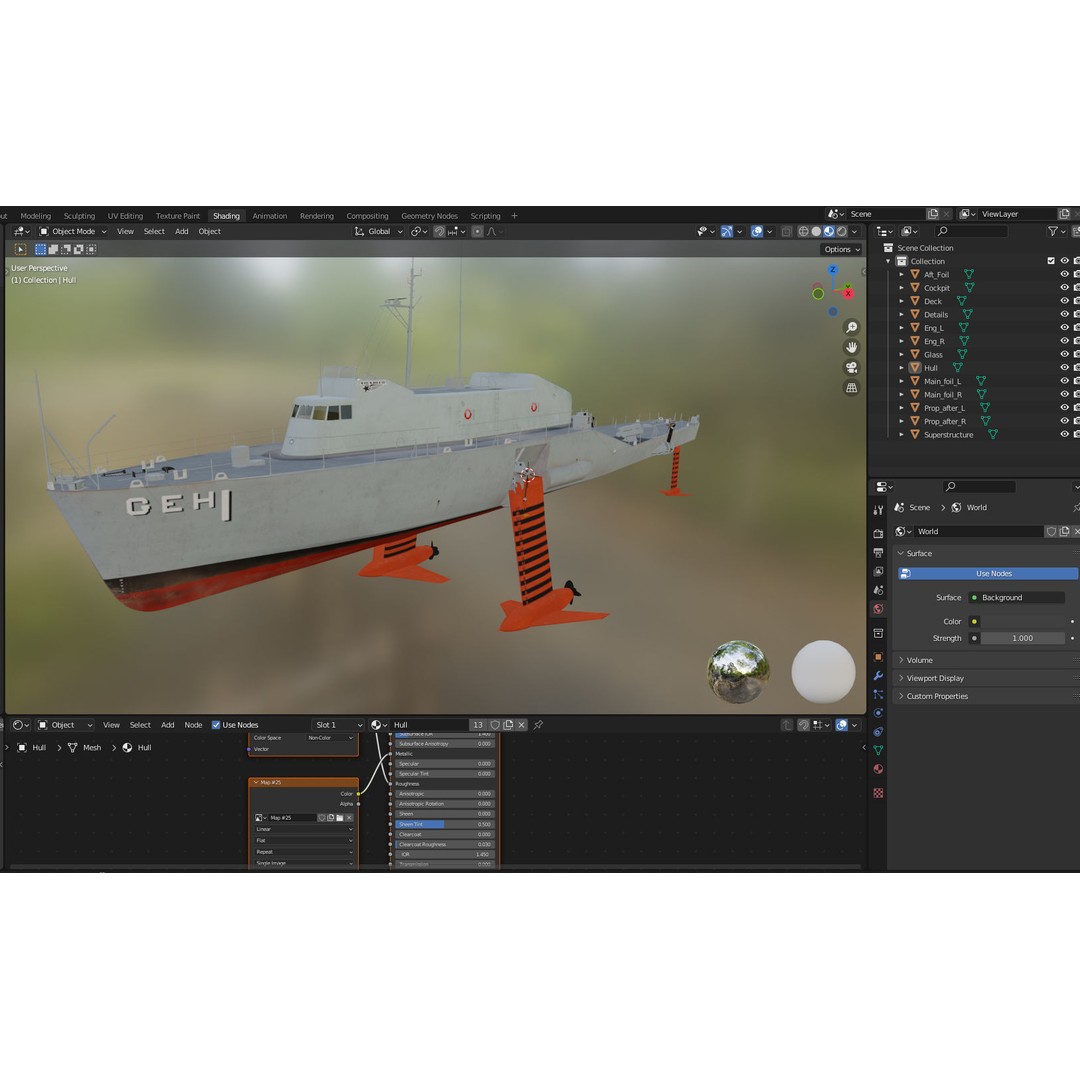 USS Plainview AGEH Hydrofoil Ship 3D Model – PBR Game Ready, FBX, OBJ - View 17