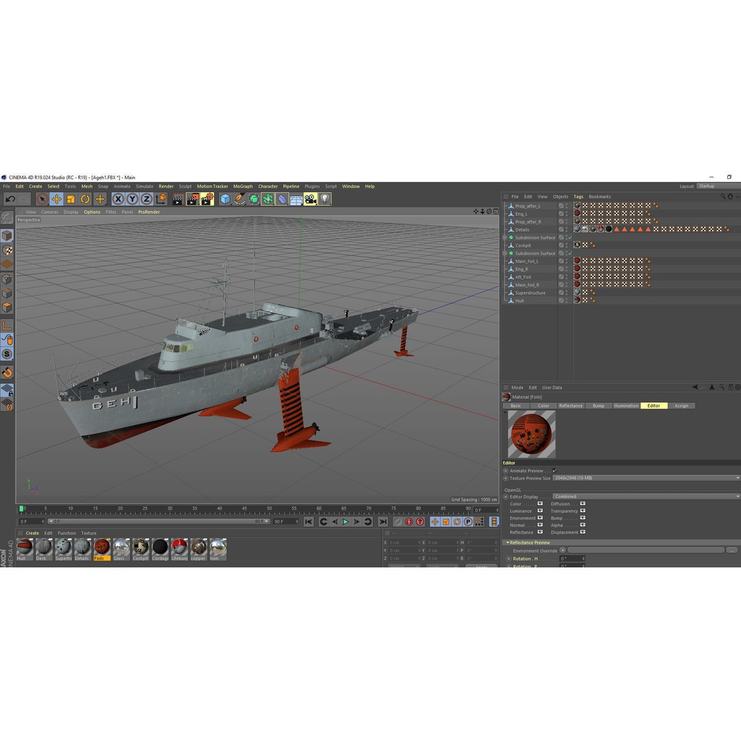 USS Plainview AGEH Hydrofoil Ship 3D Model – PBR Game Ready, FBX, OBJ - View 18