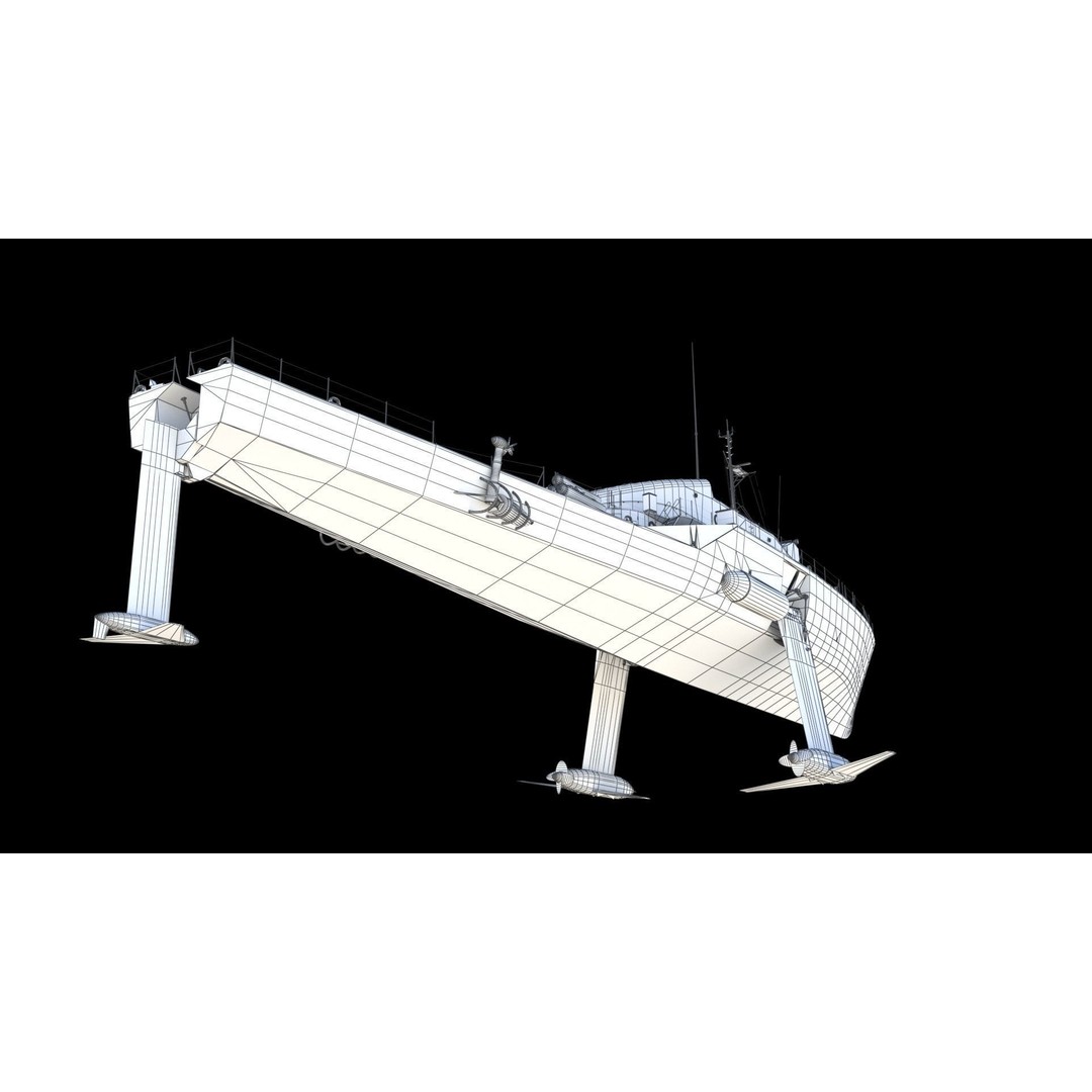 USS Plainview AGEH Hydrofoil Ship 3D Model – PBR Game Ready, FBX, OBJ - View 21