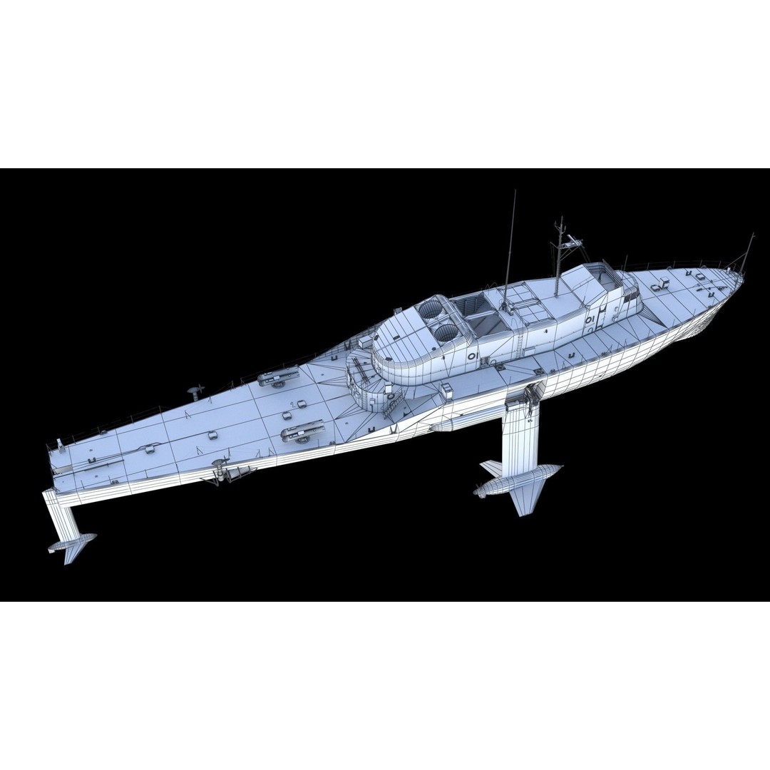 USS Plainview AGEH Hydrofoil Ship 3D Model – PBR Game Ready, FBX, OBJ - View 22
