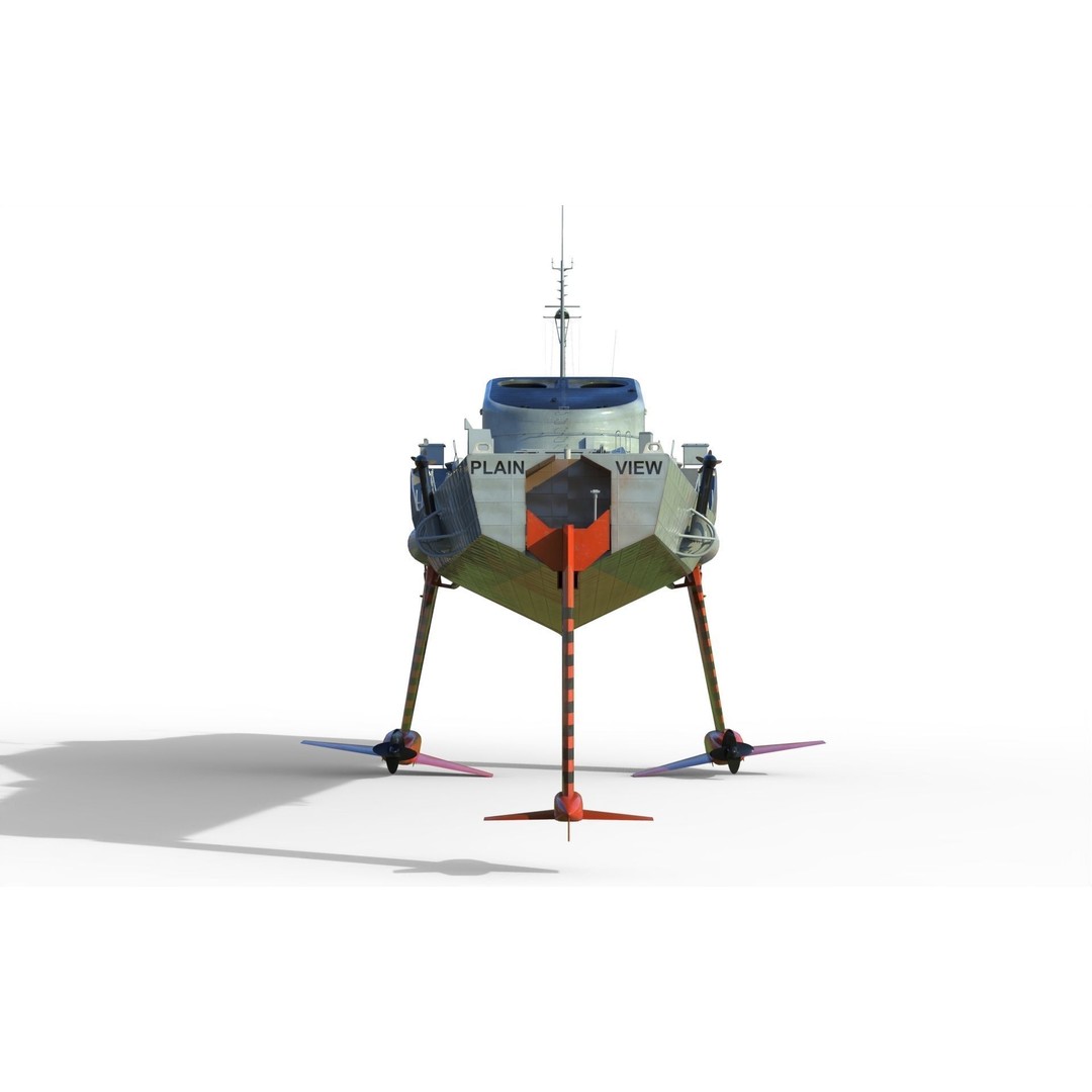 USS Plainview AGEH Hydrofoil Ship 3D Model – PBR Game Ready, FBX, OBJ - View 5