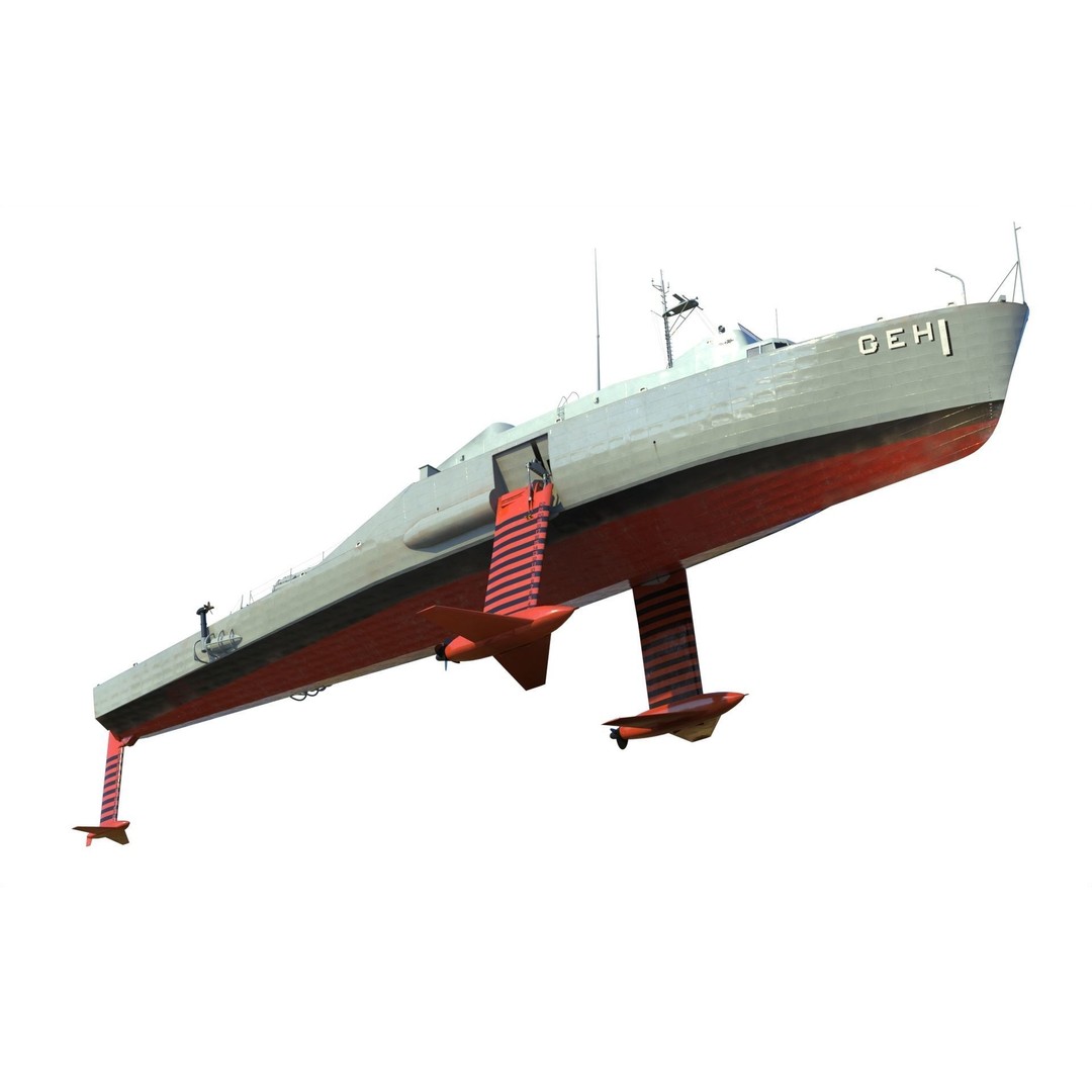 USS Plainview AGEH Hydrofoil Ship 3D Model – PBR Game Ready, FBX, OBJ - View 7