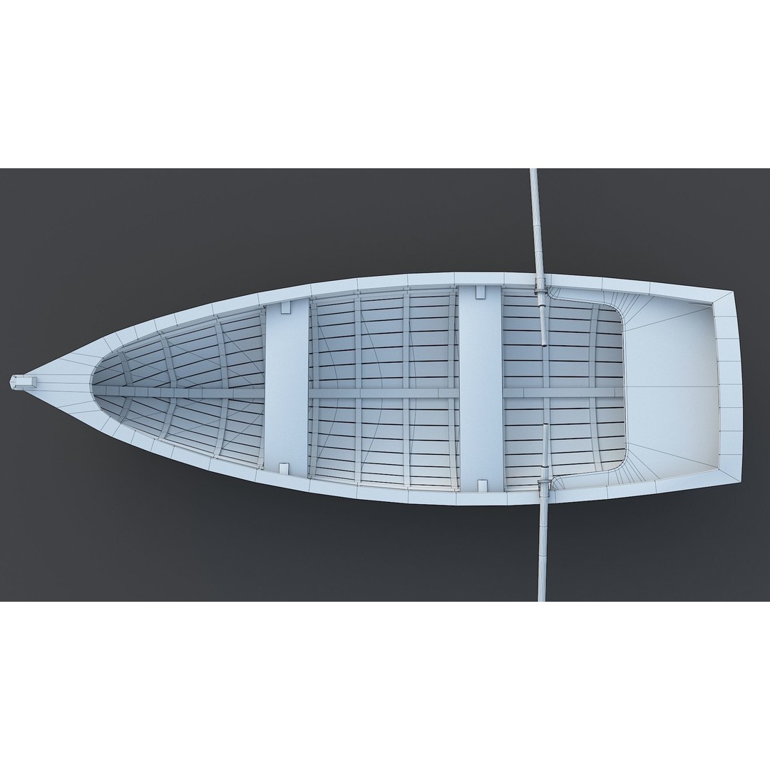 Wooden Boat 3D Model – Low Poly Historic Watercraft, FBX & OBJ - View 16