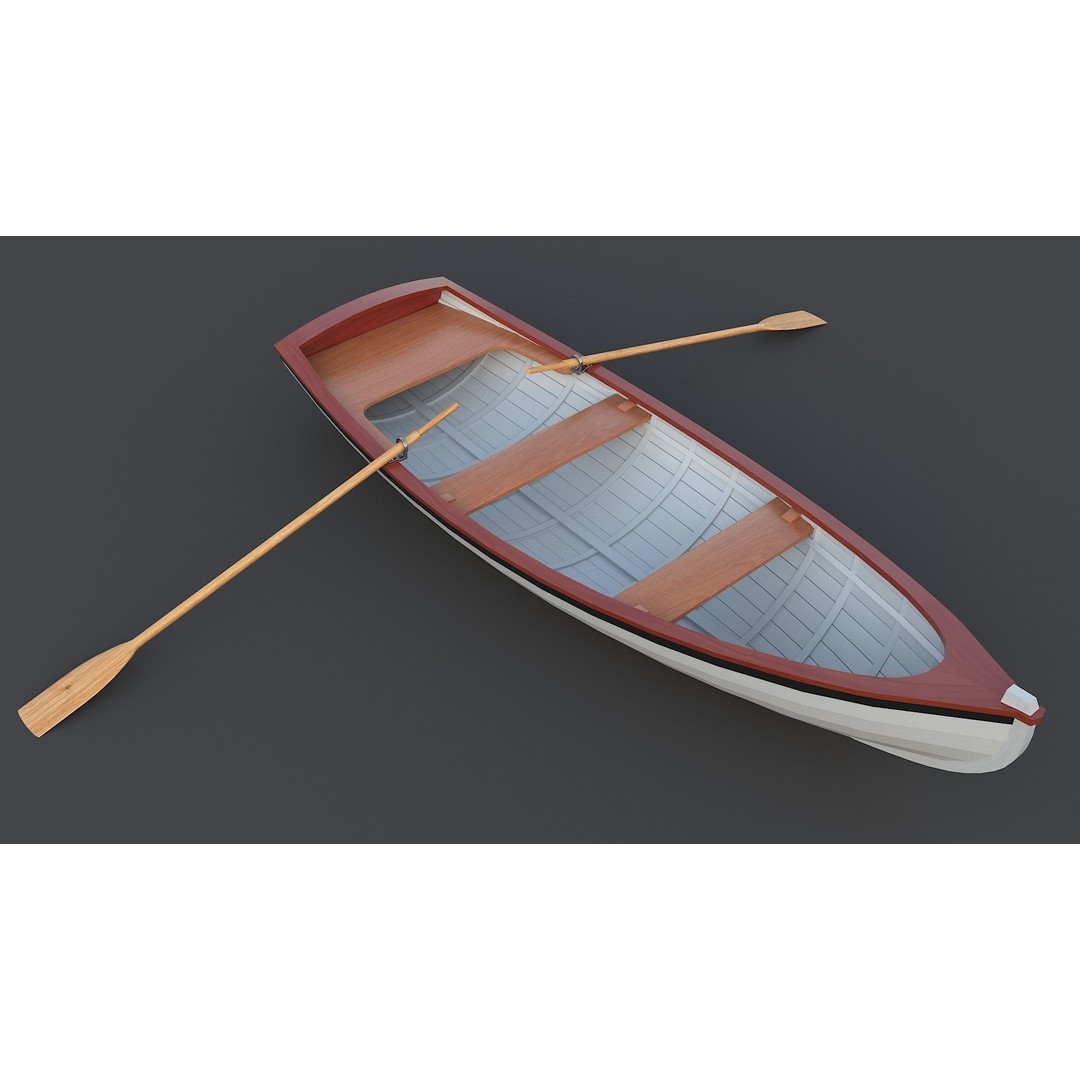 Wooden Boat 3D Model – Low Poly Historic Watercraft, FBX & OBJ - View 3