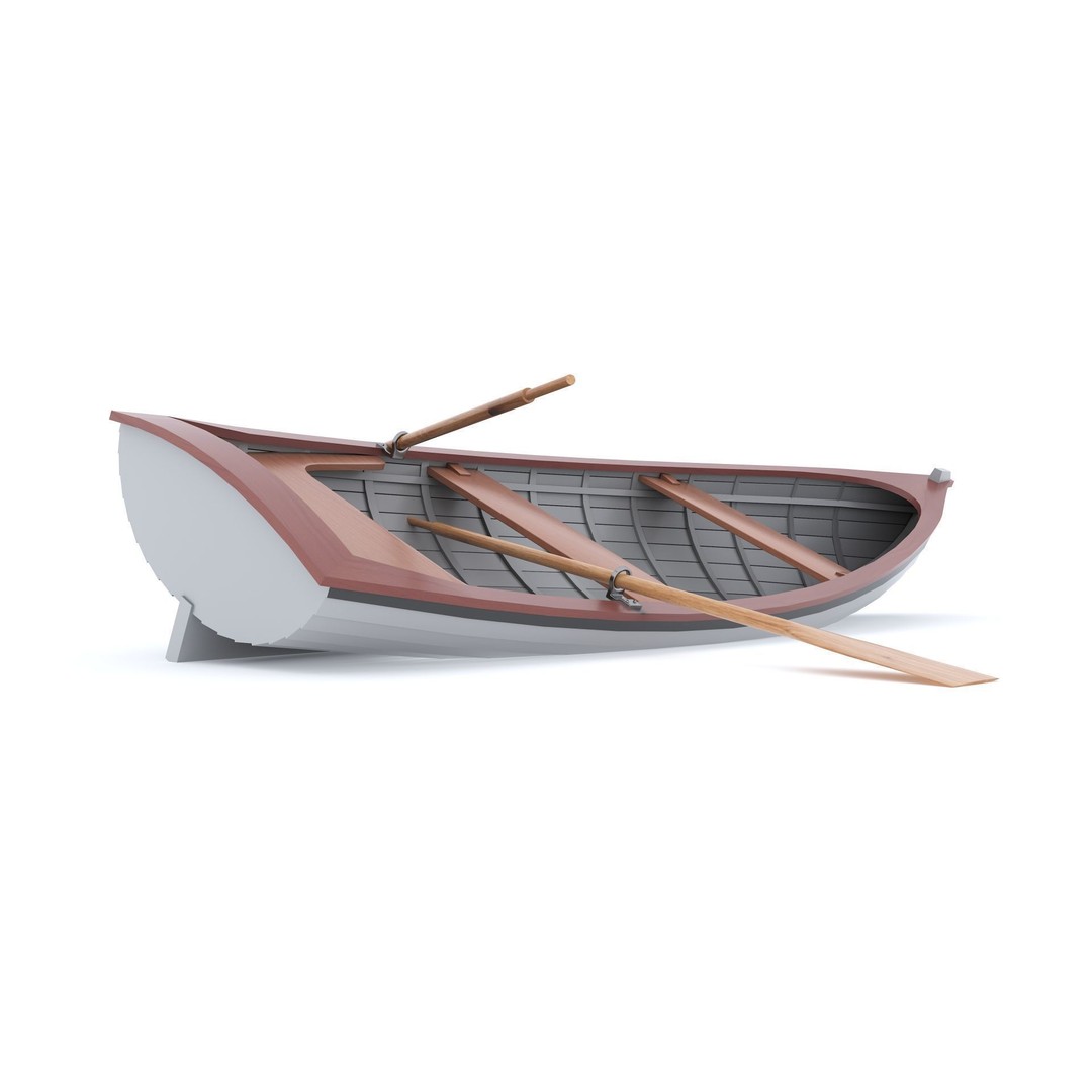 Wooden Boat 3D Model – Low Poly Historic Watercraft, FBX & OBJ - View 4