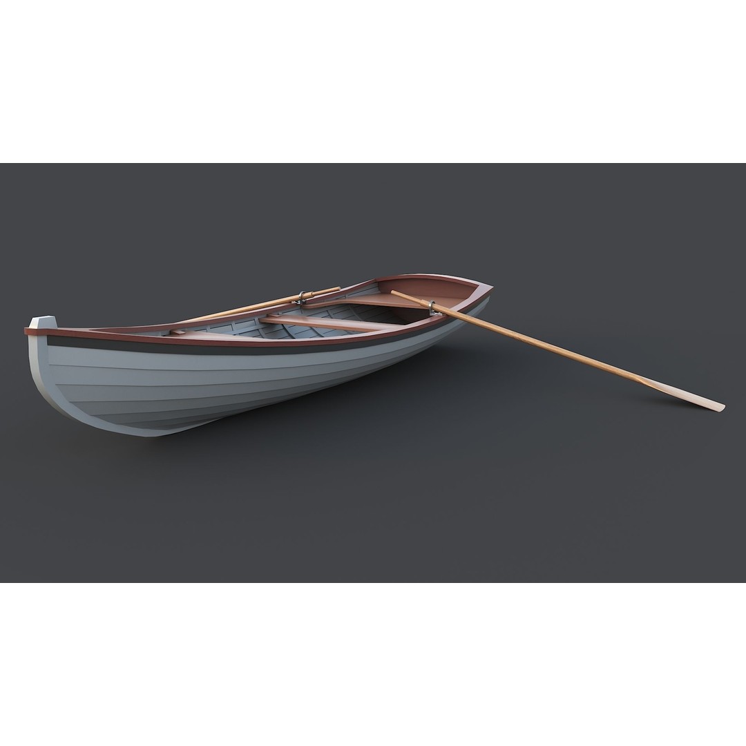 Wooden Boat 3D Model – Low Poly Historic Watercraft, FBX & OBJ - View 5