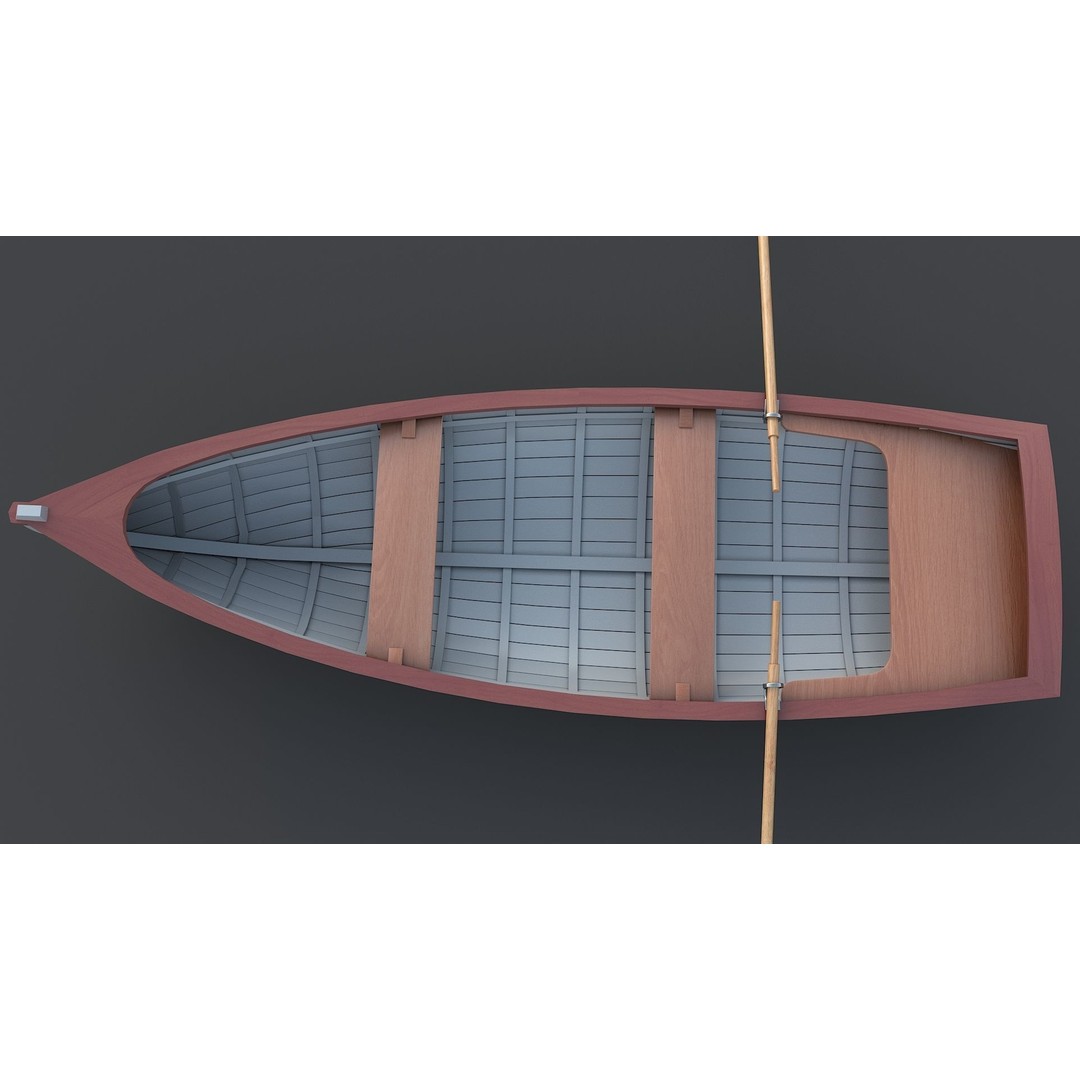 Wooden Boat 3D Model – Low Poly Historic Watercraft, FBX & OBJ - View 7