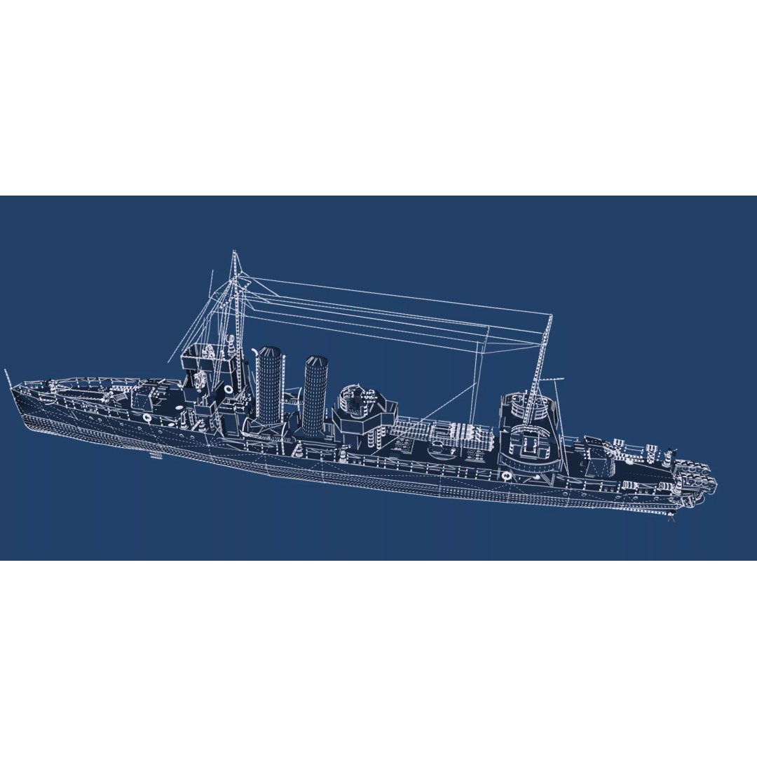 WW2 Britain Royal Navy Fast Gunboat 3D Model – Detailed Military Vessel, OBJ/FBX