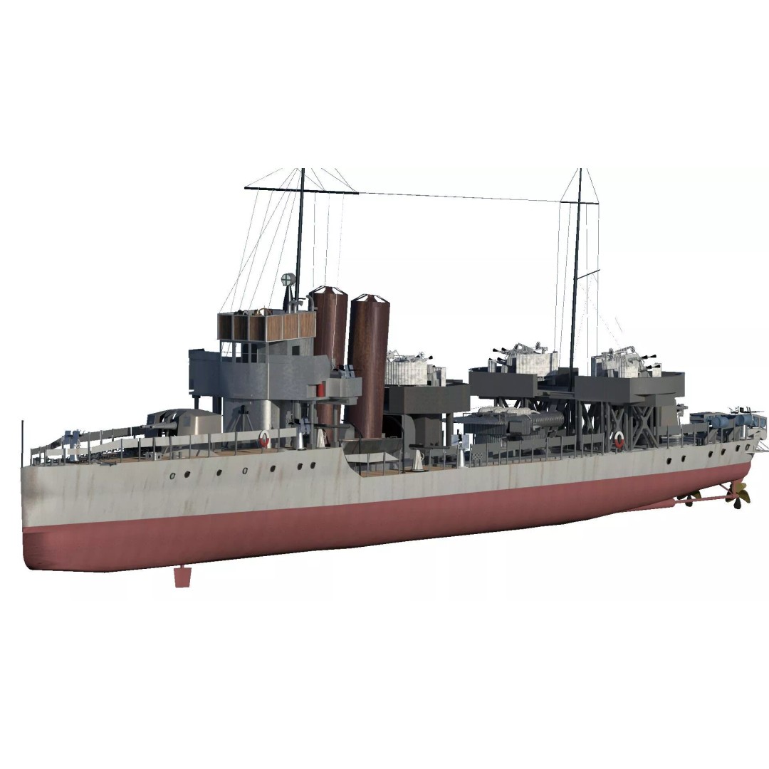 WW2 Britain Royal Navy Fast Gunboat 3D Model – Detailed Military Vessel, OBJ/FBX - View 2