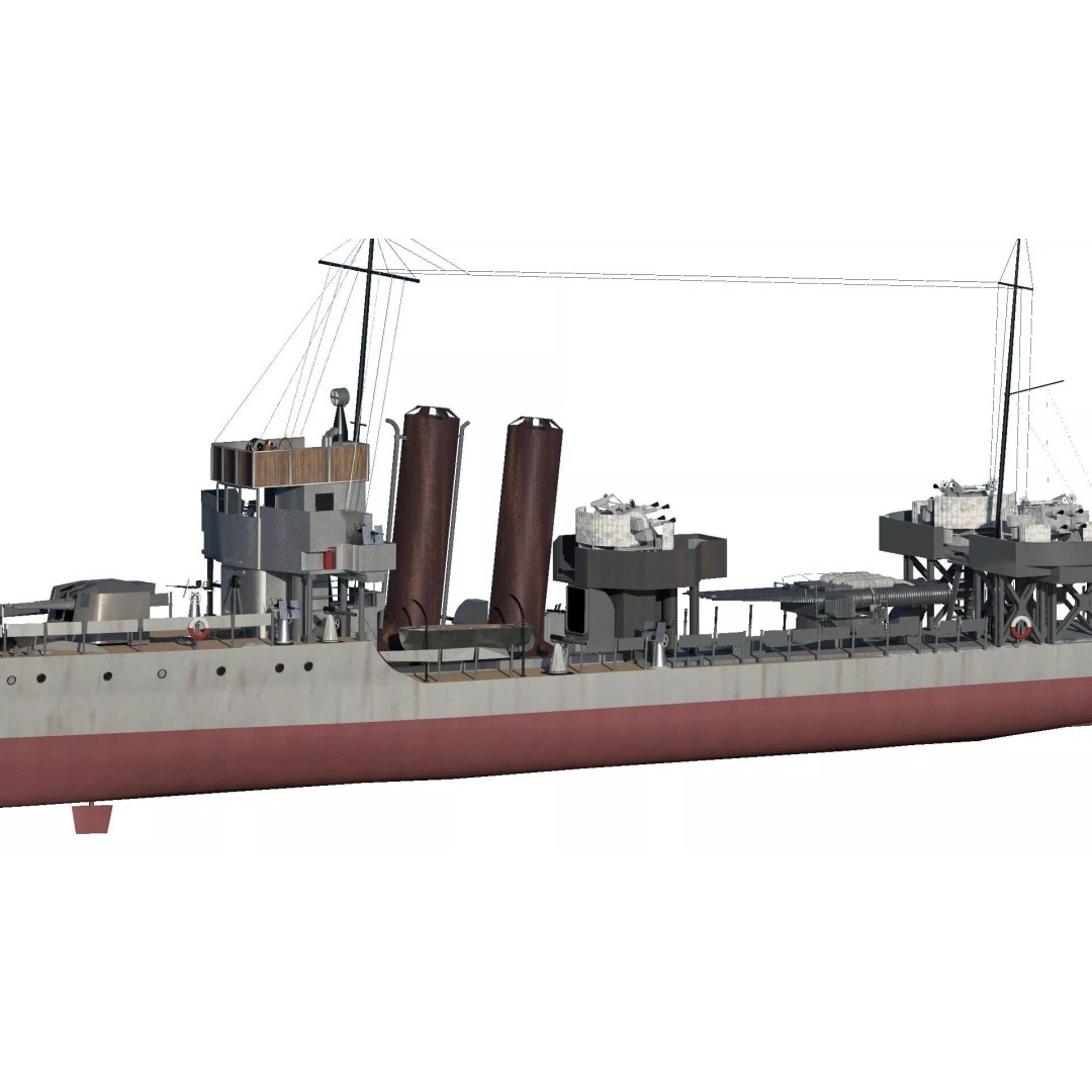 WW2 Britain Royal Navy Fast Gunboat 3D Model – Detailed Military Vessel, OBJ/FBX - View 3
