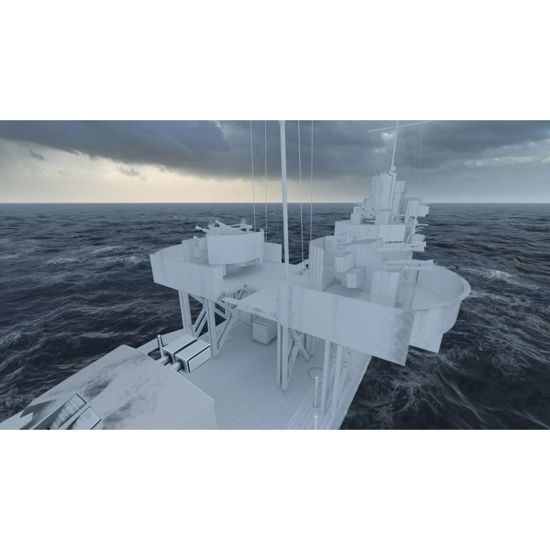 WW2 Britain Royal Navy Fast Gunboat 3D Model – Detailed Military Vessel, OBJ/FBX - View 46