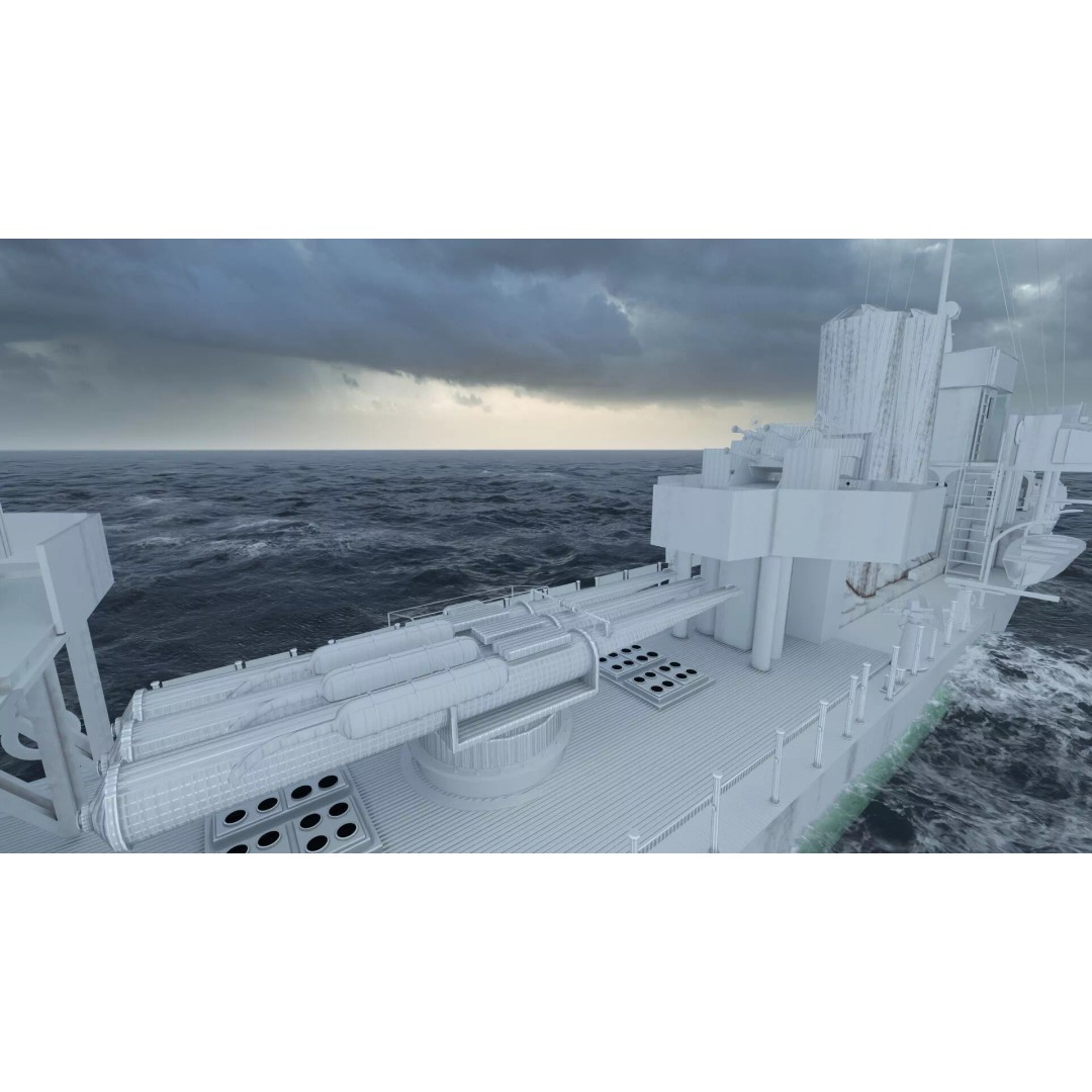 WW2 Britain Royal Navy Fast Gunboat 3D Model – Detailed Military Vessel, OBJ/FBX - View 47