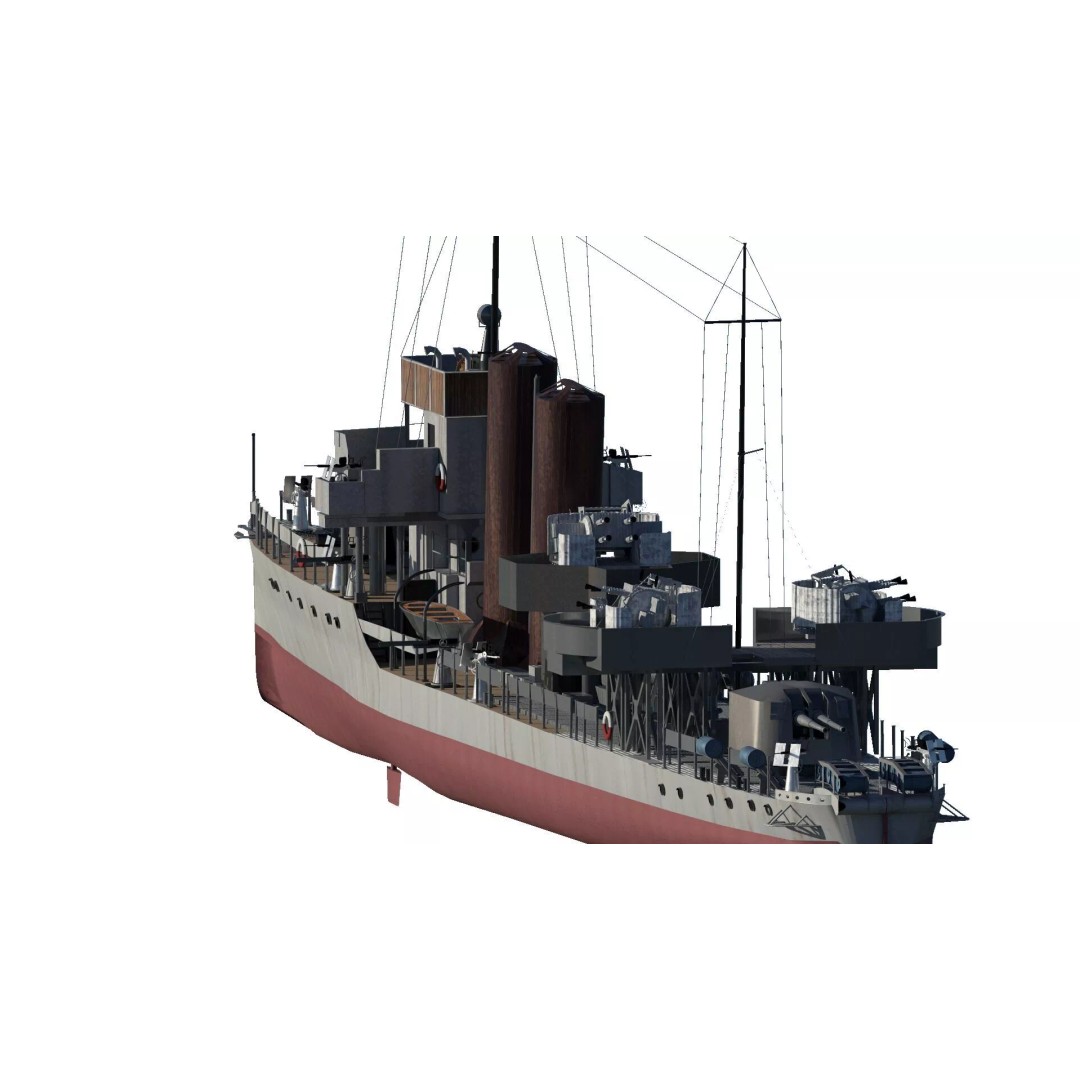 WW2 Britain Royal Navy Fast Gunboat 3D Model – Detailed Military Vessel, OBJ/FBX - View 6