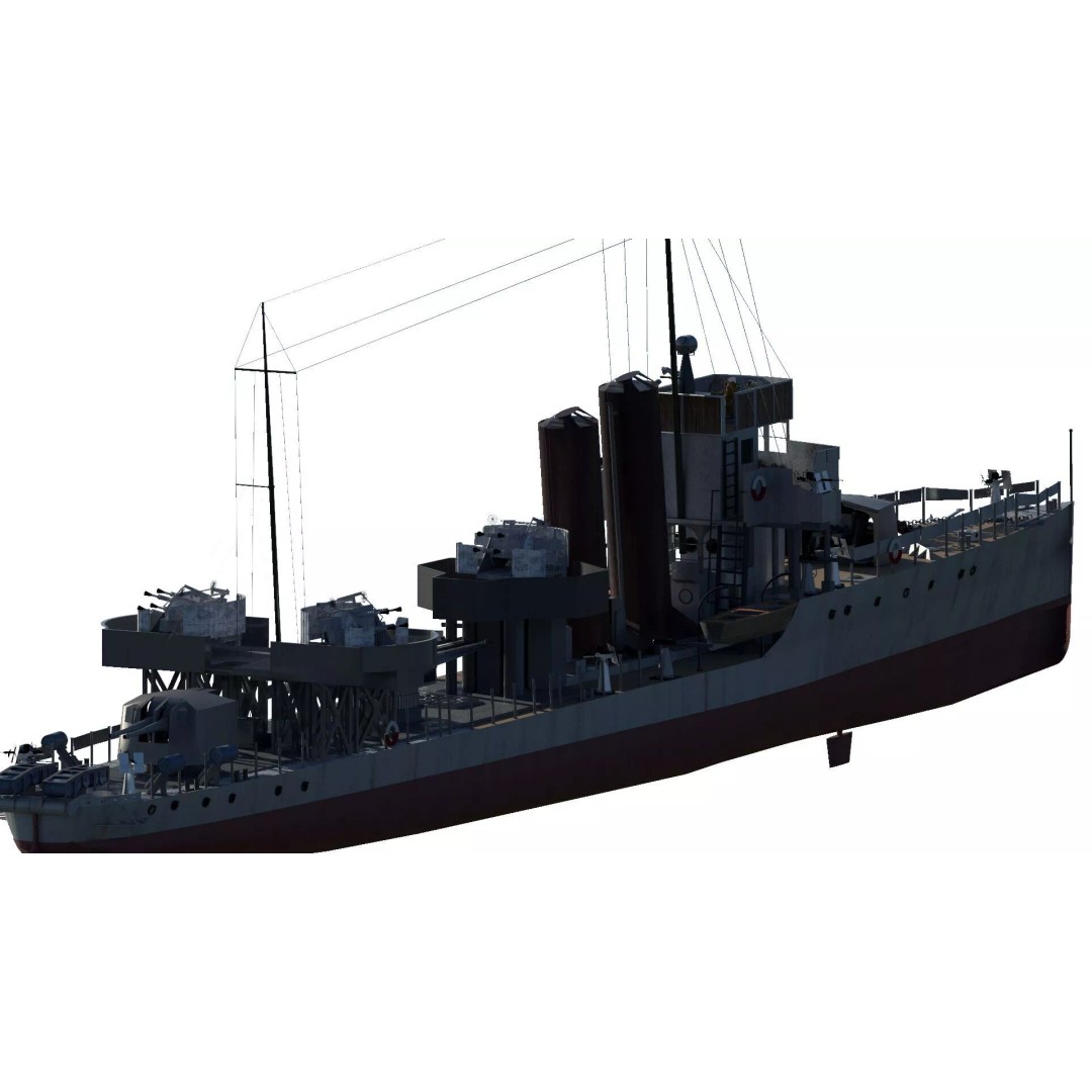 WW2 Britain Royal Navy Fast Gunboat 3D Model – Detailed Military Vessel, OBJ/FBX - View 7