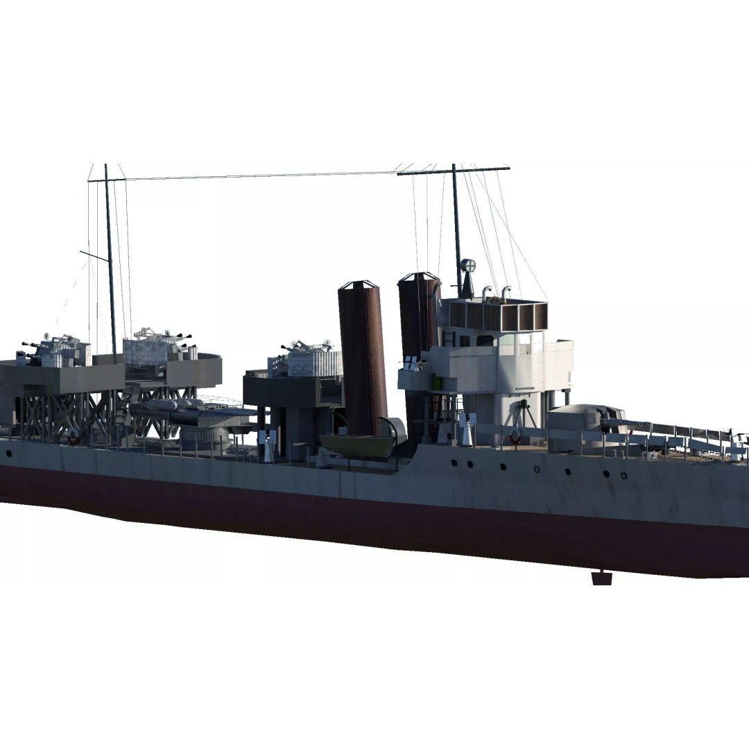 WW2 Britain Royal Navy Fast Gunboat 3D Model – Detailed Military Vessel, OBJ/FBX - View 8