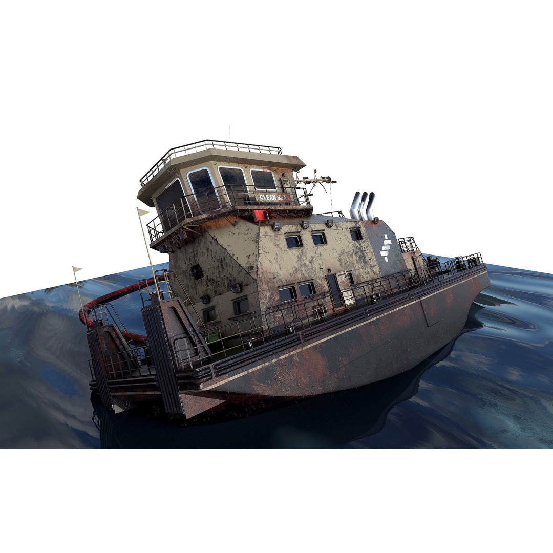Old Push Boat 3D Model – High Poly Shipwreck, FBX, PBR Textures - View 8