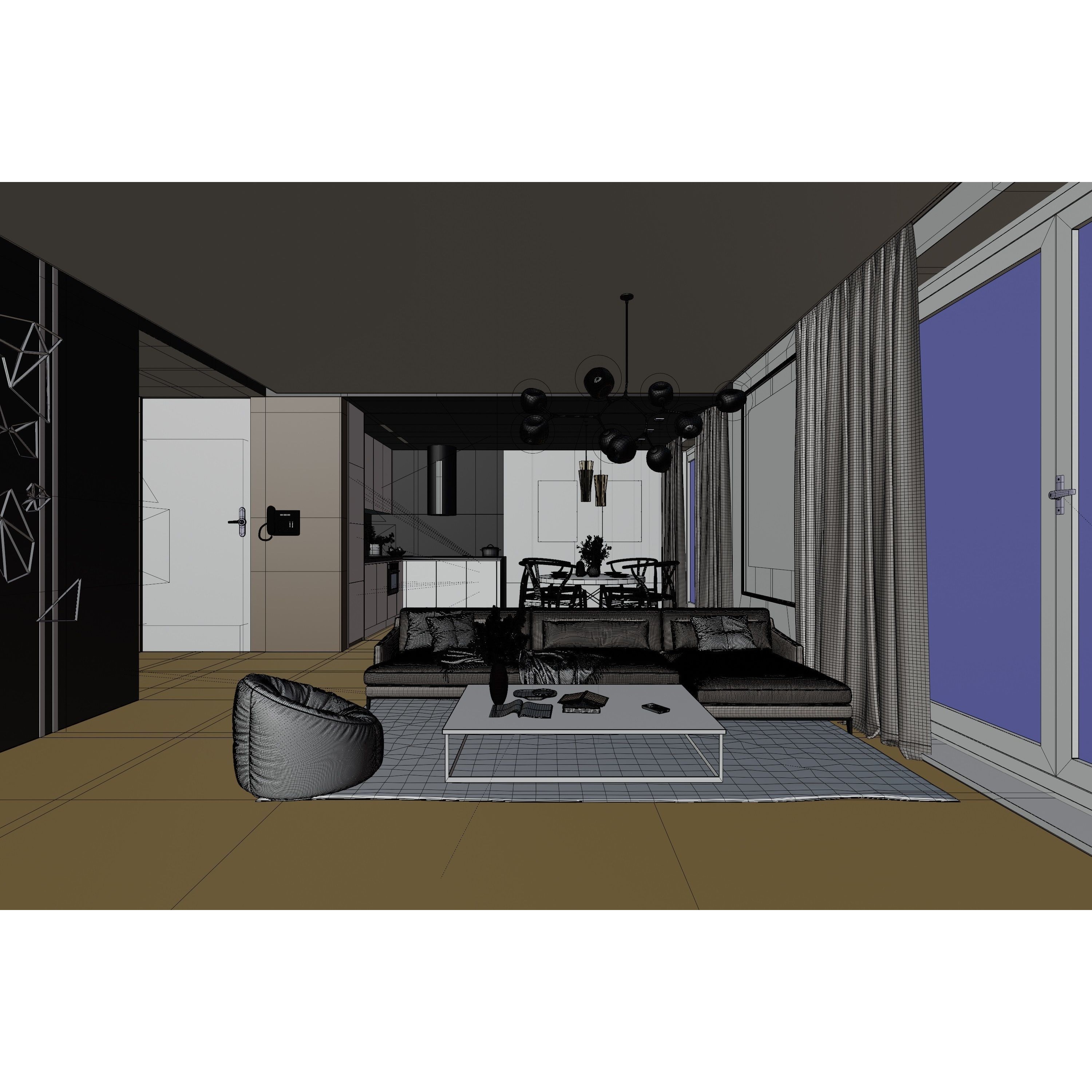 Big Modern Apartment Scene - High-Quality 3D Model - View 16