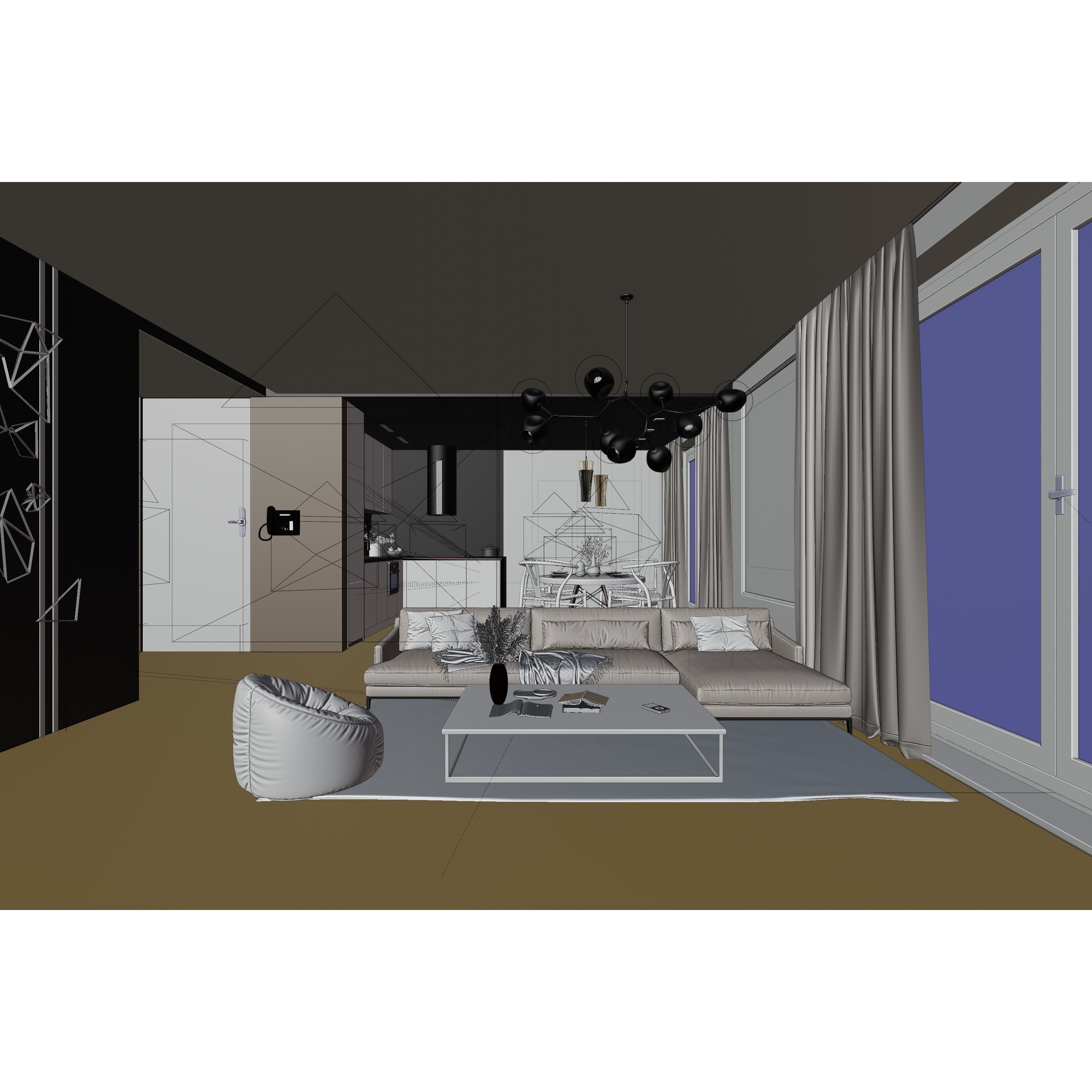 Big Modern Apartment Scene - High-Quality 3D Model - View 17