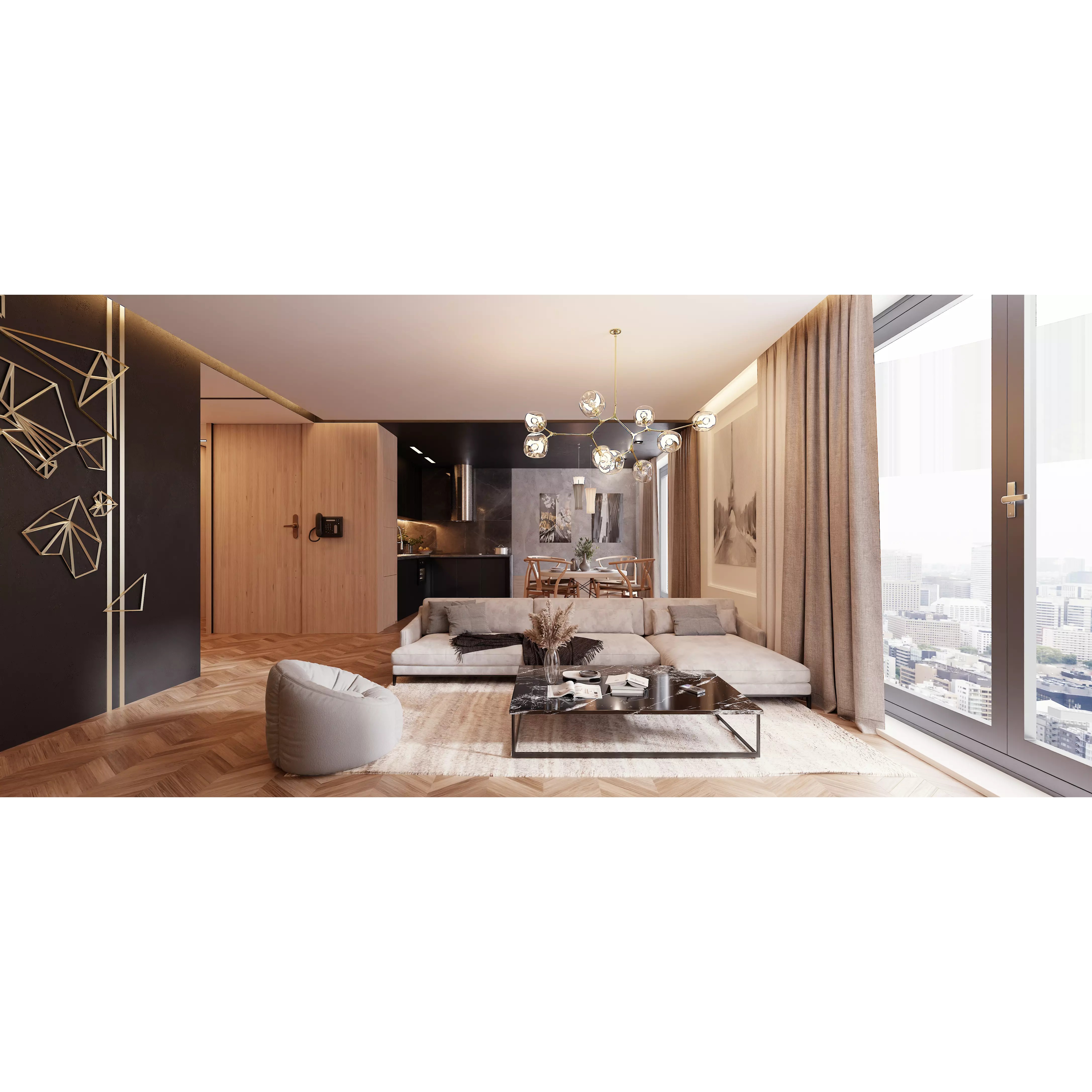 Big Modern Apartment Scene - High-Quality 3D Model - View 2