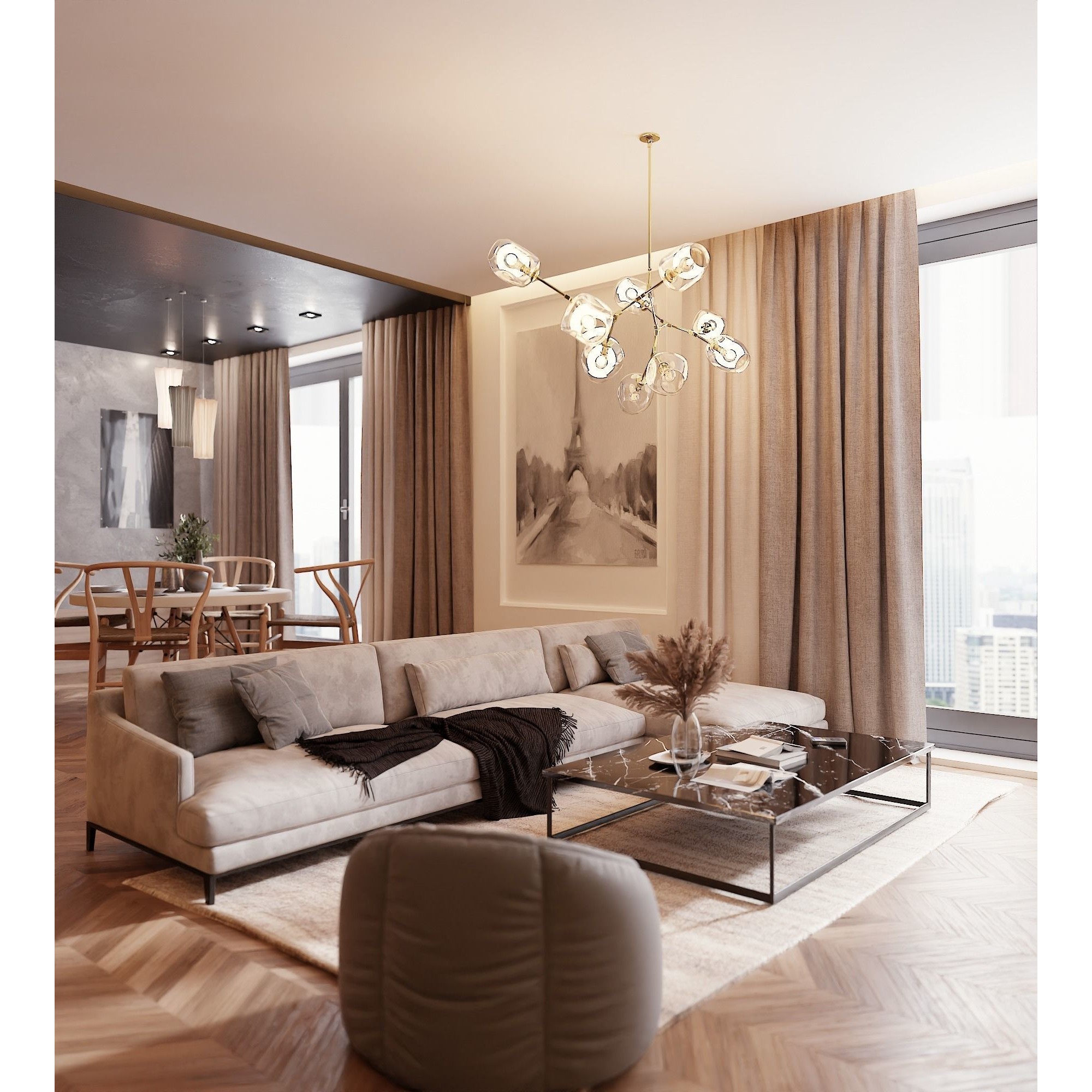 Big Modern Apartment Scene - High-Quality 3D Model - View 4