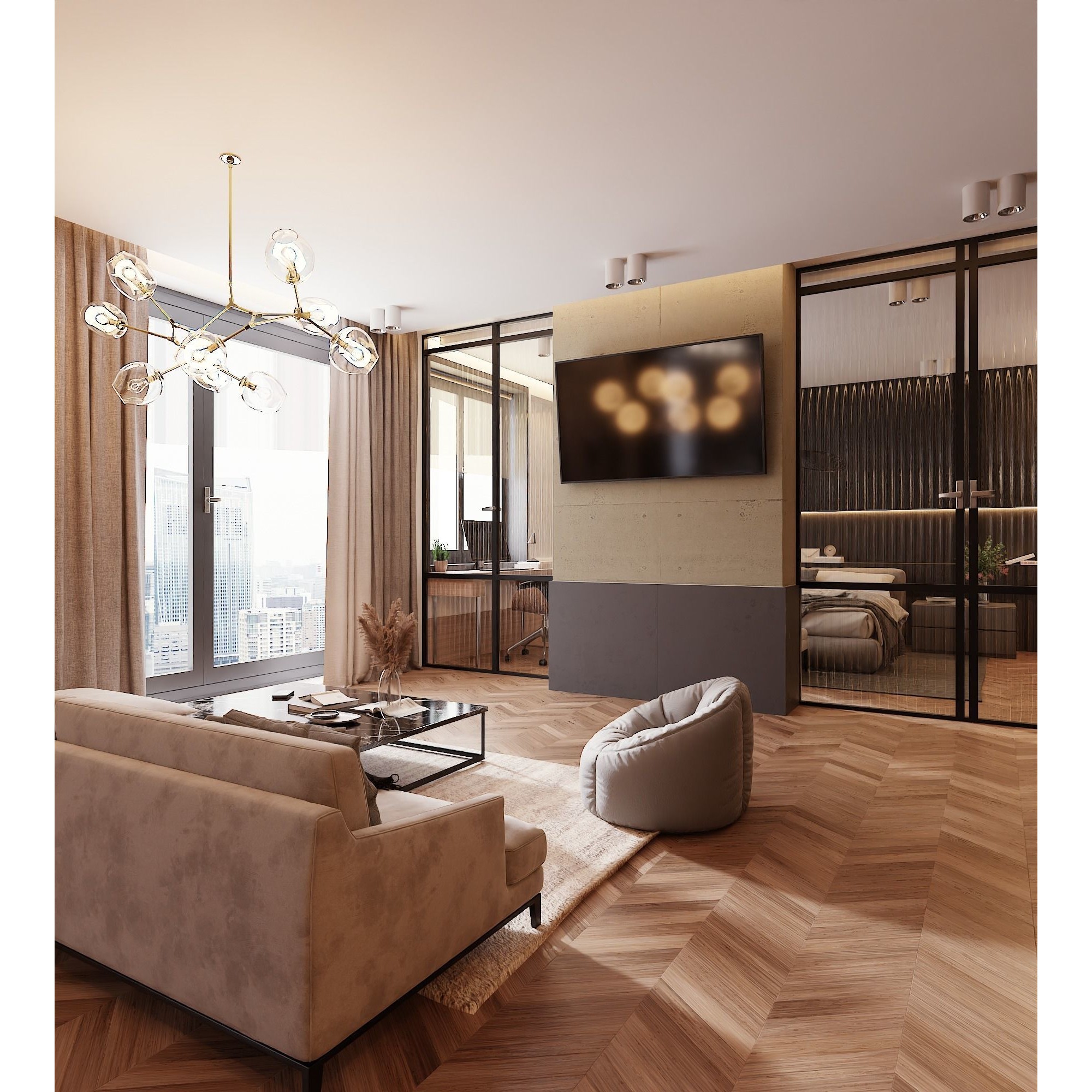 Big Modern Apartment Scene - High-Quality 3D Model - View 5