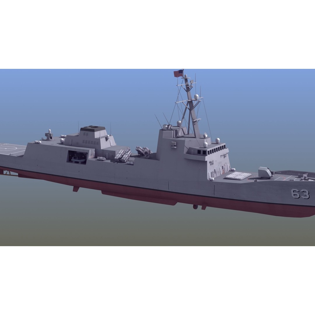 FFG-63 Constellation Class Frigate 3D Model – Low Poly Game Asset, FBX - View 13