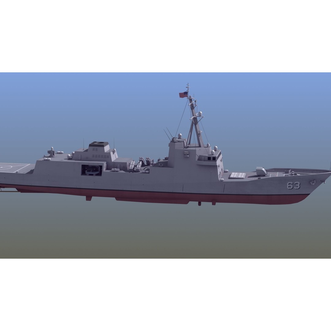 FFG-63 Constellation Class Frigate 3D Model – Low Poly Game Asset, FBX - View 15