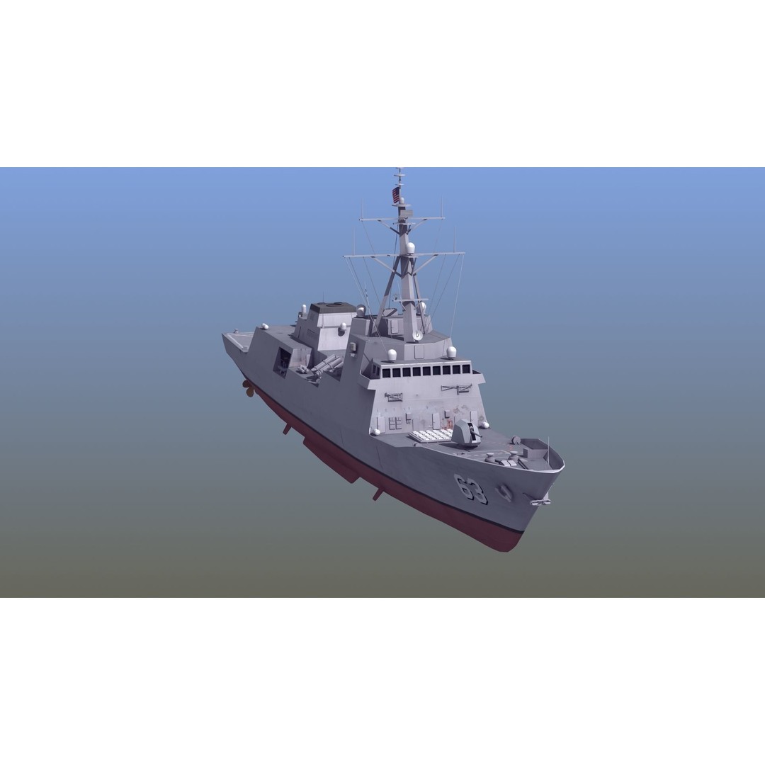 FFG-63 Constellation Class Frigate 3D Model – Low Poly Game Asset, FBX - View 17