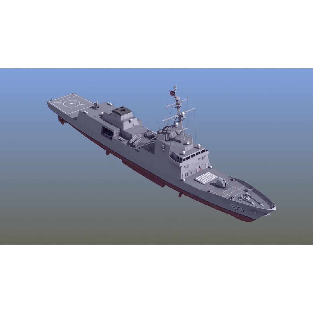 FFG-63 Constellation Class Frigate 3D Model – Low Poly Game Asset, FBX - View 3