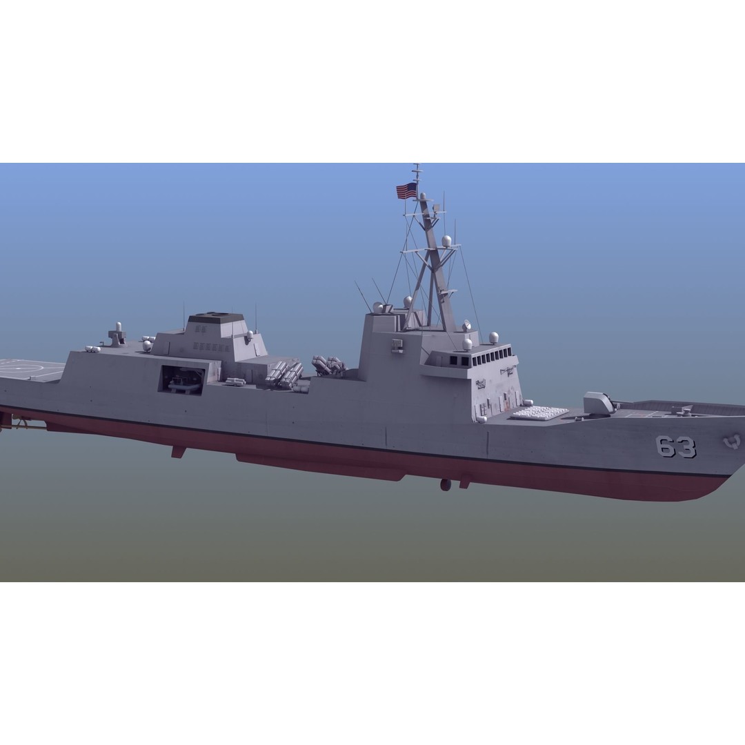 FFG-63 Constellation Class Frigate 3D Model – Low Poly Game Asset, FBX - View 7