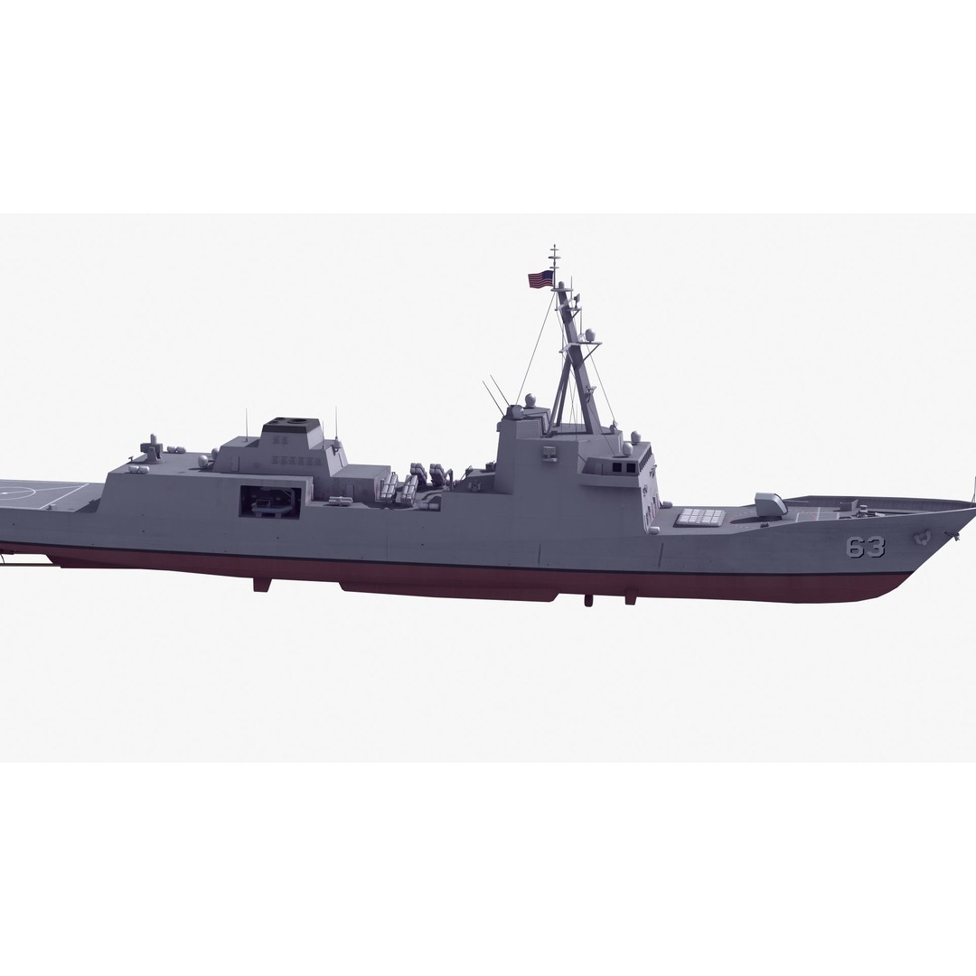 FFG-63 Constellation Class Frigate 3D Model – Low Poly Game Asset, FBX - View 8