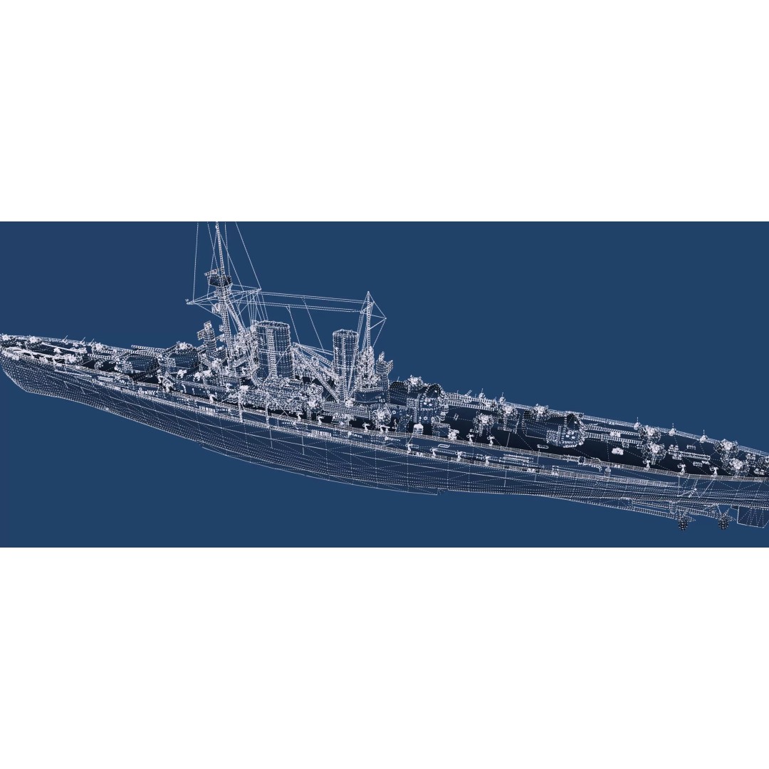 WW2 German Navy Heavy Detailed Destroyer 3D Model – Game Ready, Lumion
