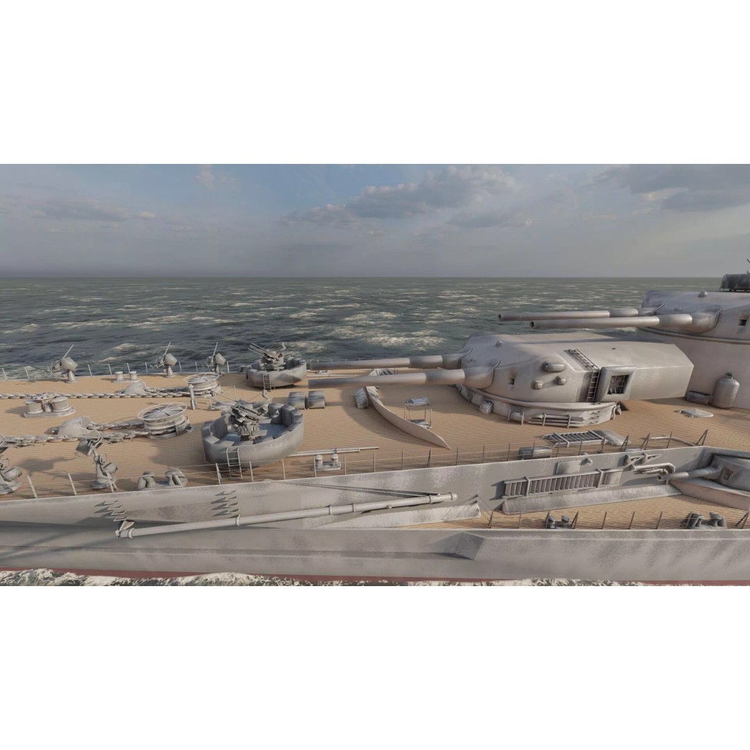 WW2 German Navy Heavy Detailed Destroyer 3D Model – Game Ready, Lumion - View 11