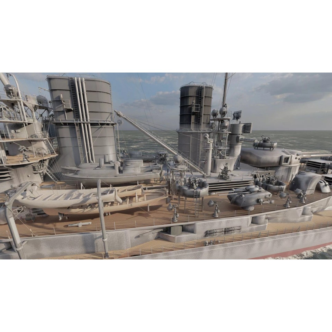 WW2 German Navy Heavy Detailed Destroyer 3D Model – Game Ready, Lumion - View 14
