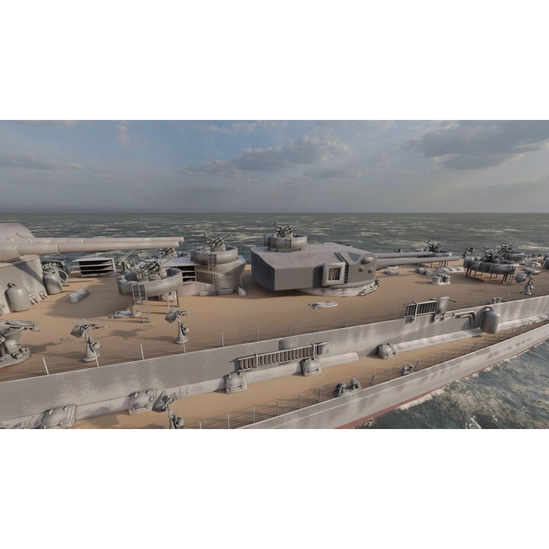 WW2 German Navy Heavy Detailed Destroyer 3D Model – Game Ready, Lumion - View 16