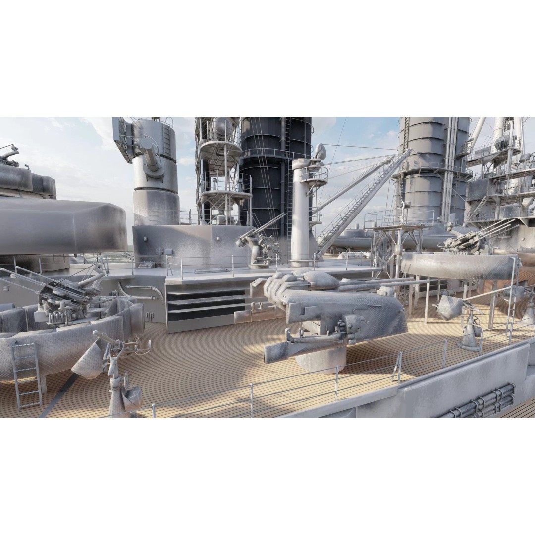 WW2 German Navy Heavy Detailed Destroyer 3D Model – Game Ready, Lumion - View 23