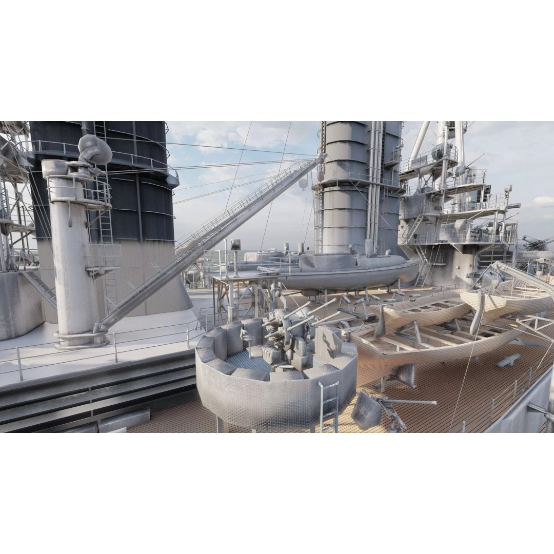 WW2 German Navy Heavy Detailed Destroyer 3D Model – Game Ready, Lumion - View 24
