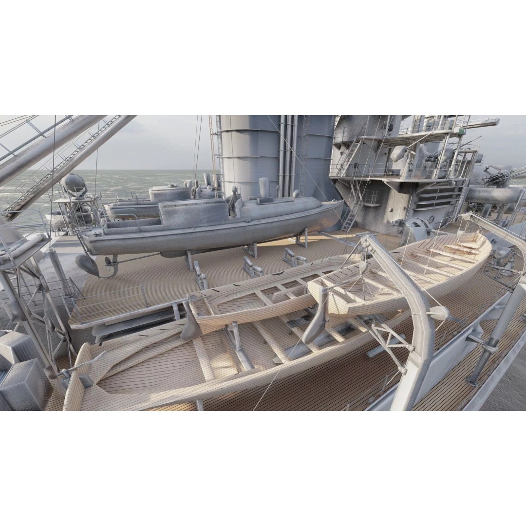 WW2 German Navy Heavy Detailed Destroyer 3D Model – Game Ready, Lumion - View 25