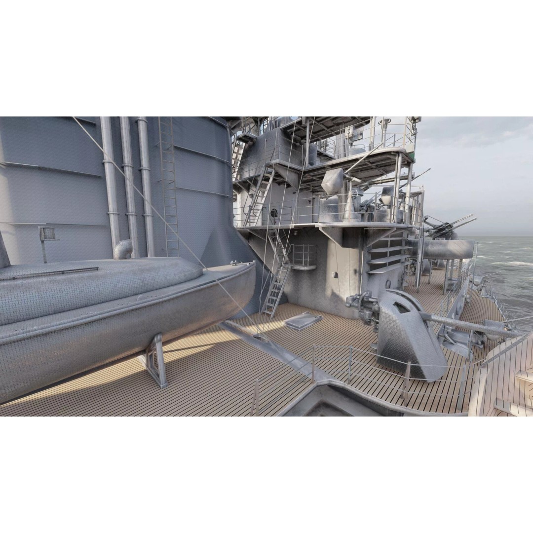 WW2 German Navy Heavy Detailed Destroyer 3D Model – Game Ready, Lumion - View 26