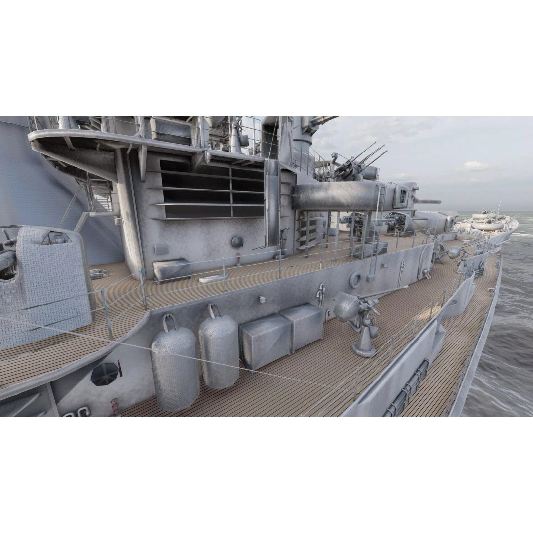 WW2 German Navy Heavy Detailed Destroyer 3D Model – Game Ready, Lumion - View 27