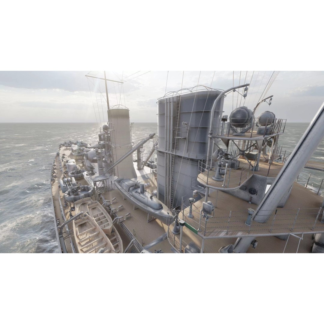 WW2 German Navy Heavy Detailed Destroyer 3D Model – Game Ready, Lumion - View 29