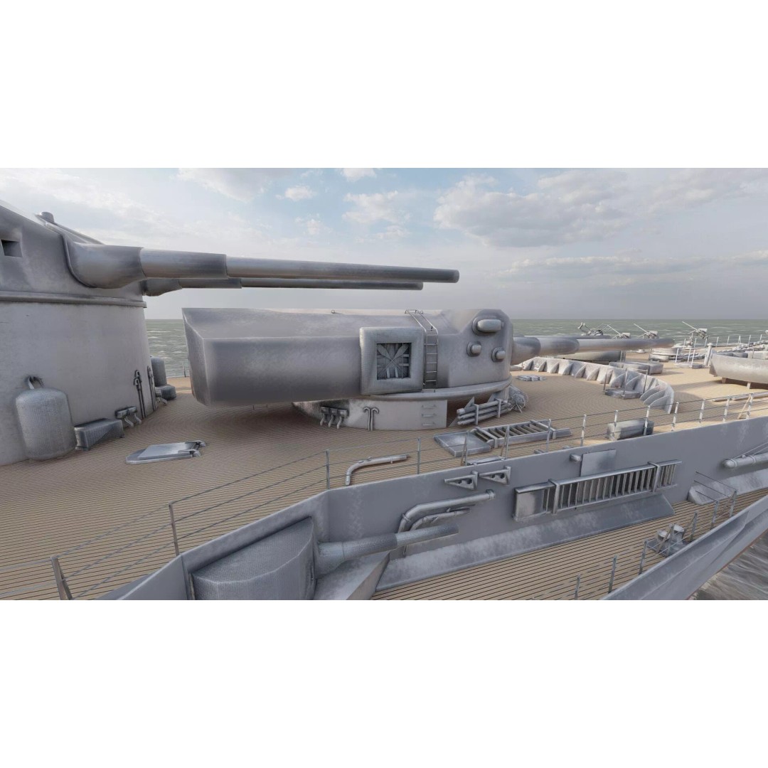 WW2 German Navy Heavy Detailed Destroyer 3D Model – Game Ready, Lumion - View 30