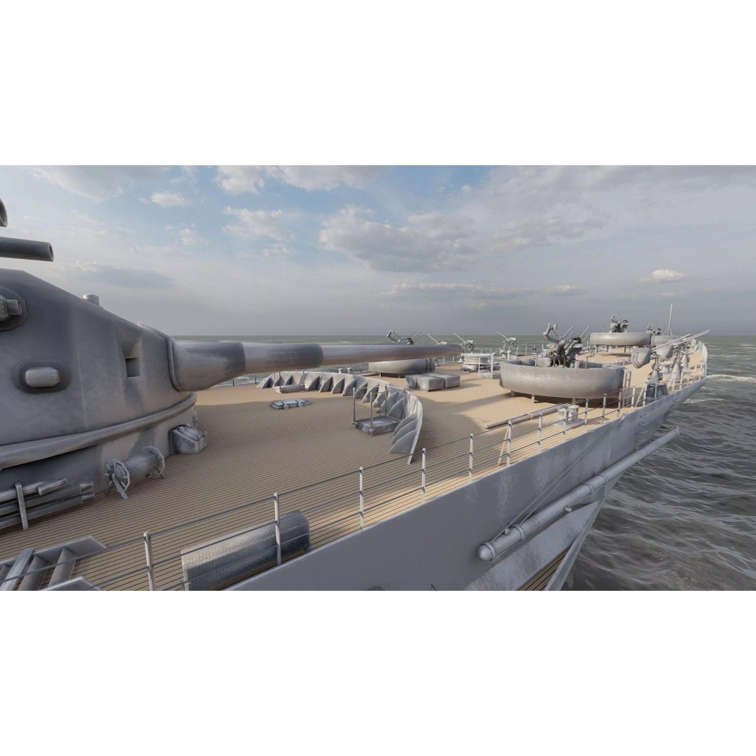 WW2 German Navy Heavy Detailed Destroyer 3D Model – Game Ready, Lumion - View 31