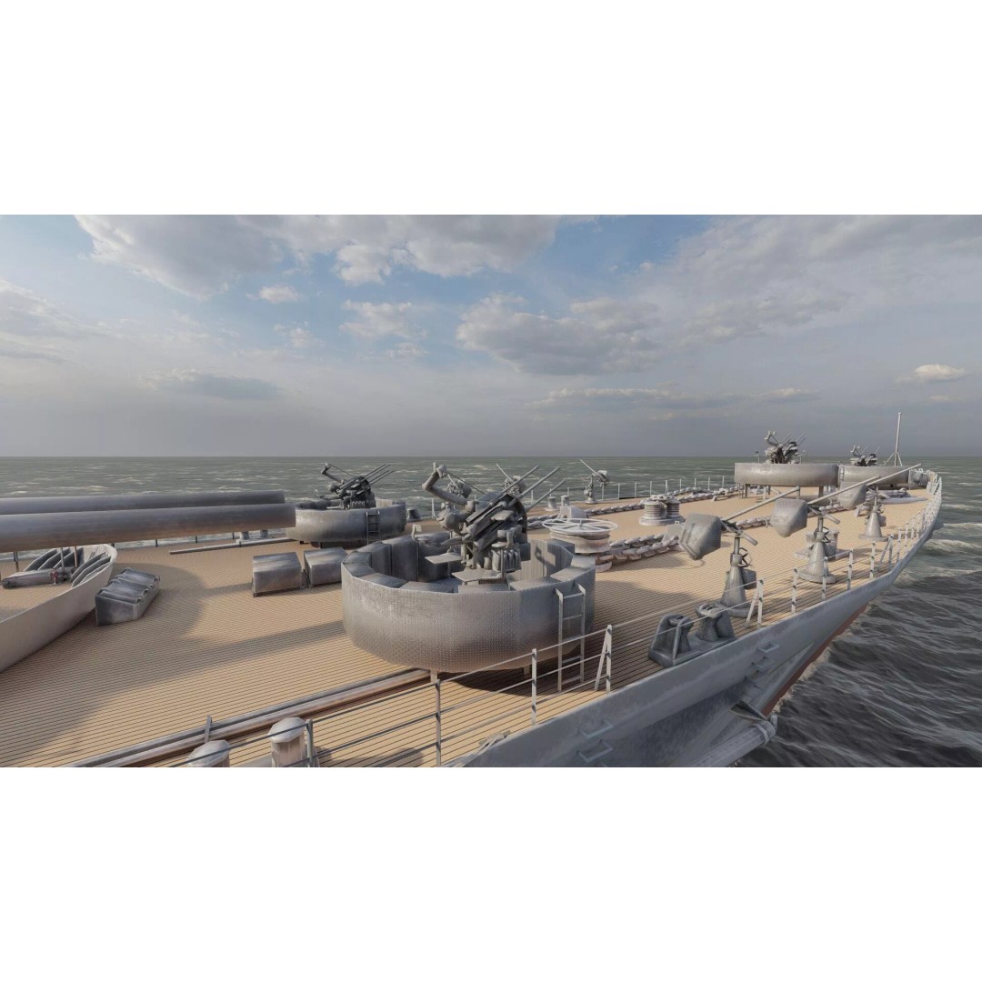 WW2 German Navy Heavy Detailed Destroyer 3D Model – Game Ready, Lumion - View 32