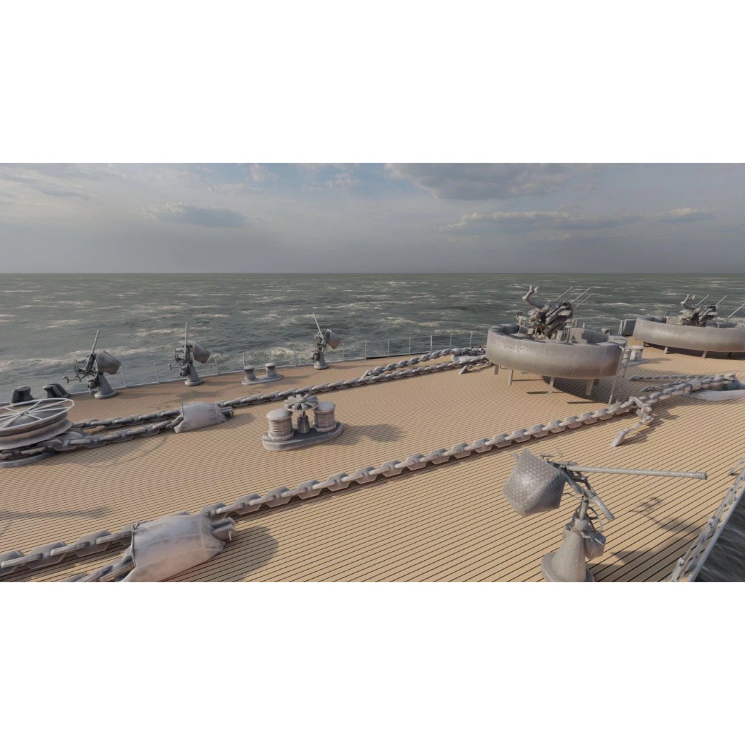 WW2 German Navy Heavy Detailed Destroyer 3D Model – Game Ready, Lumion - View 33